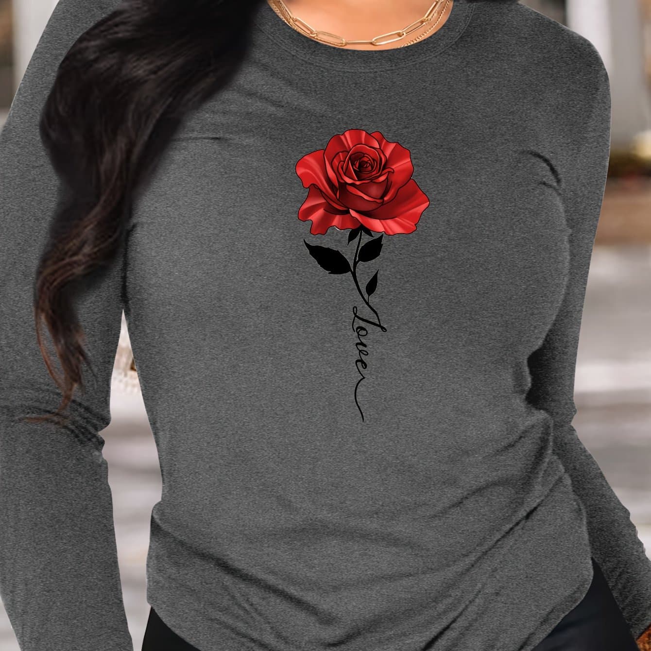 TEMU Graphic Print T-shirt, Long Sleeve Crew Neck Casual Top For Spring And Fall, Women's Clothing thumbnail 3