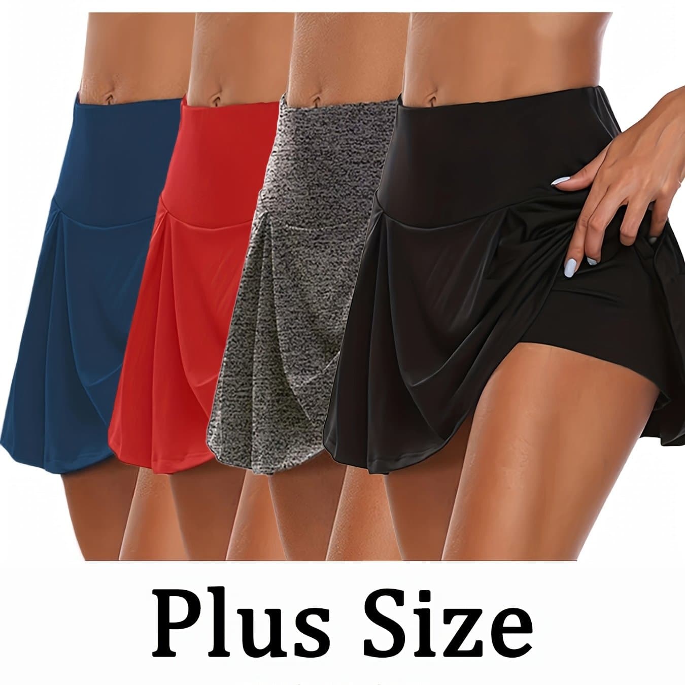 TEMU 4 Pack Women's Plus Size 2-in-1 Shorts Skorts - Tennis Skirt, Cute Fashion Workout Skorts For Yoga, Gym, Casual | Soft Comfy & All Season