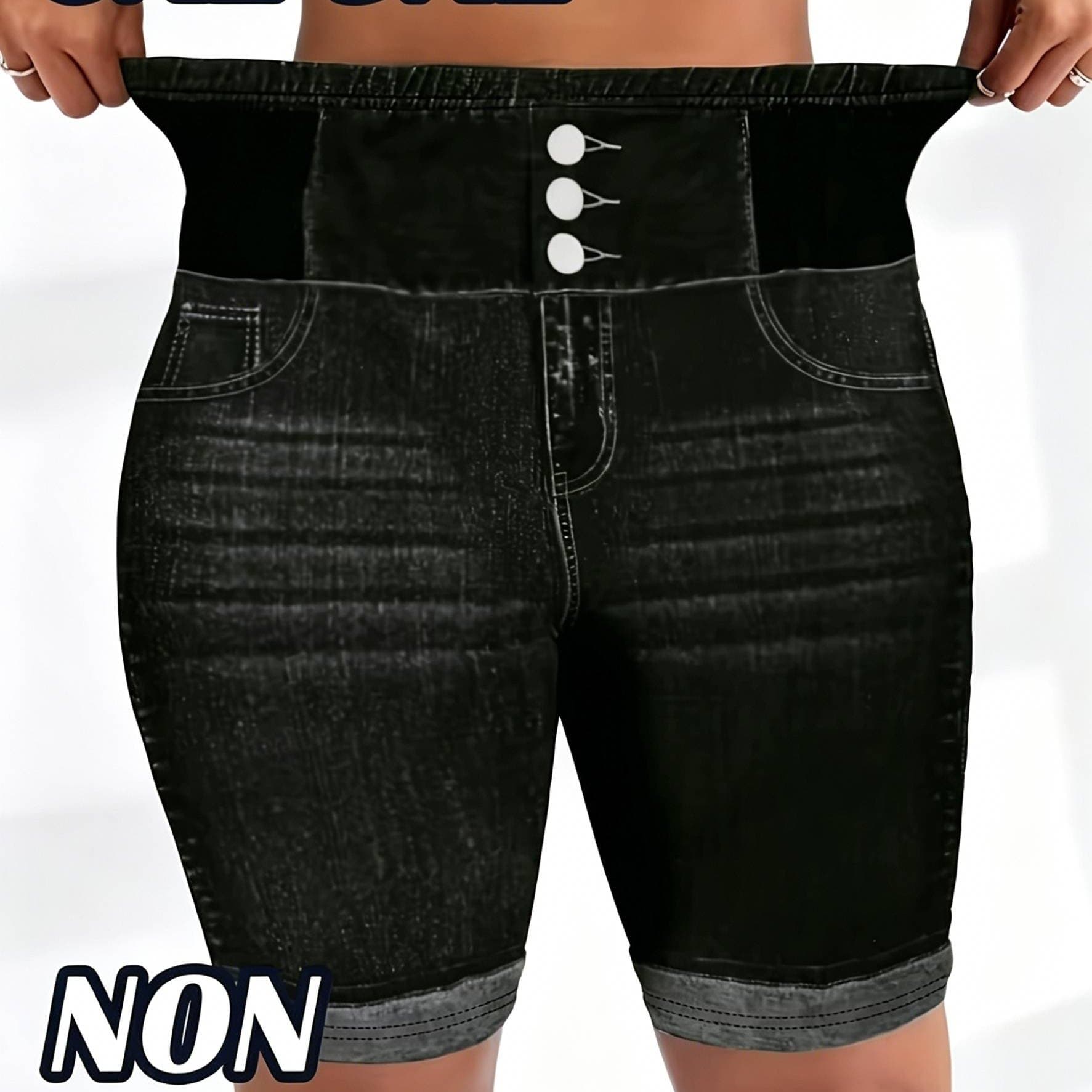 TEMU [printed Pants - Not Denim Fabric]plus Size - [printed Pants - Not Denim Fabric]plus Size - Plus Size Women's [ Denim-like] High-waisted 5-inch Skinny Pants - Casual, Comfortable
