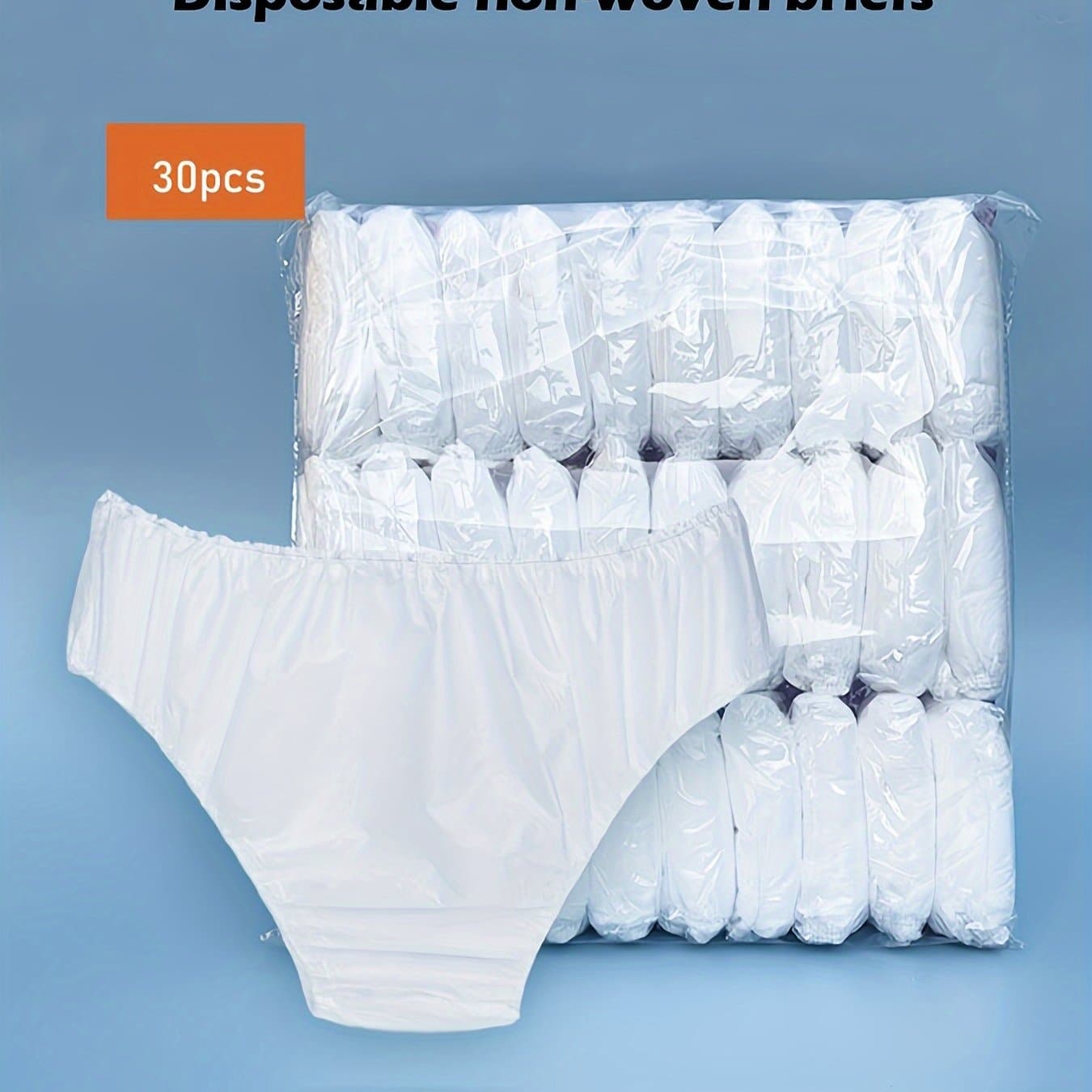 TEMU 30pcs Disposable Non-woven Underwear For Men - Breathable Semi-sheer Fabric, Individually Wrapped For Gym, Travel, Spa, Sauna & Post-surgery Recovery - Hygienic Single-use Adult Male Briefs, ,