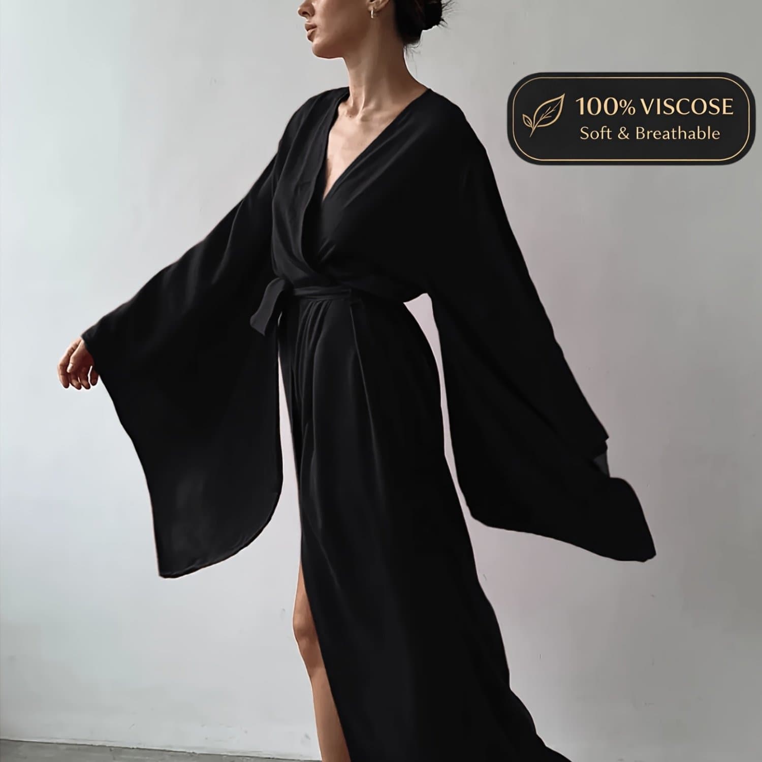 TEMU Women's Summer Beach Bohemian Ethnic Style Open Cardigan Kimono Batwing Sleeve Bikini Cover-up With Belt Vacation Dress Shawl