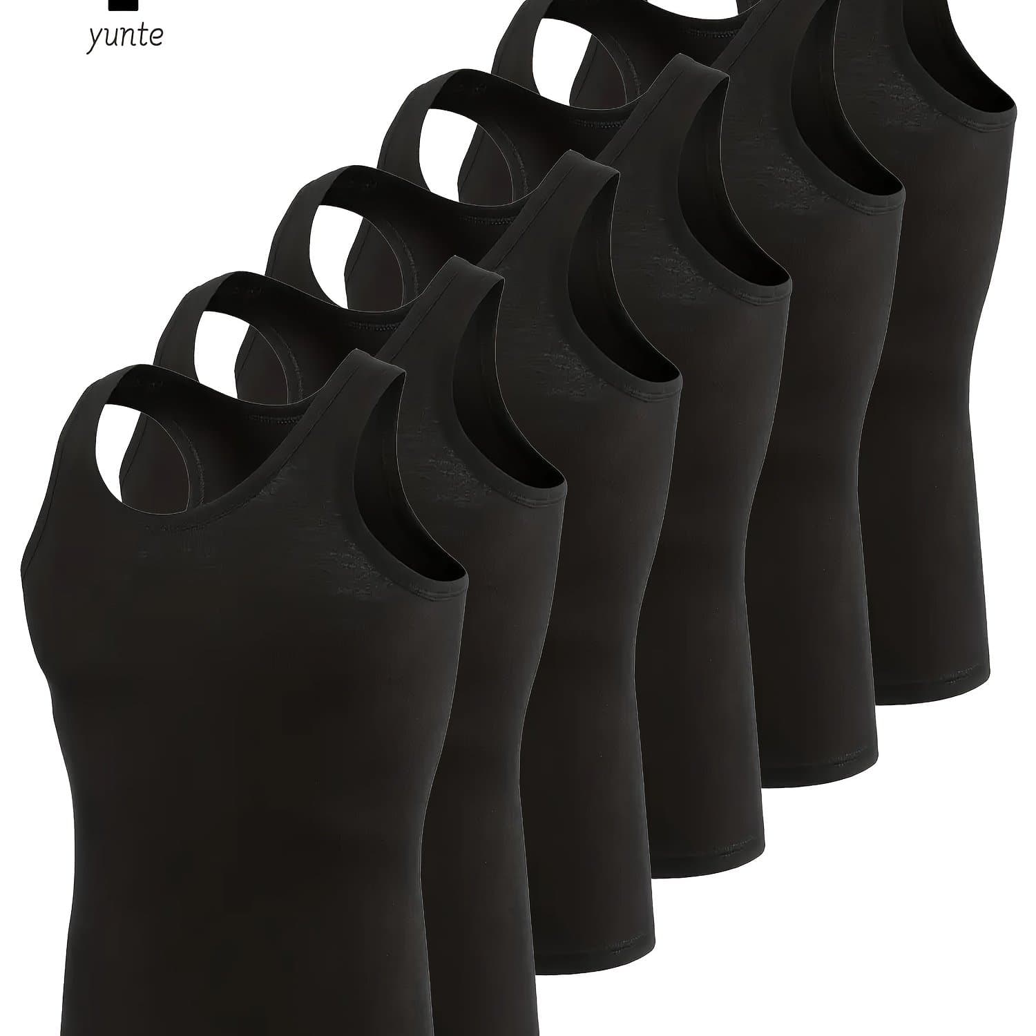 TEMU 6pcs Set Of Men's Casual Athletic Vests, Fashionable Breathable Comfortable Quick- Fitness Vests, Casual Solid-colored Top, Men's Summer Clothing, Men's Tank Top