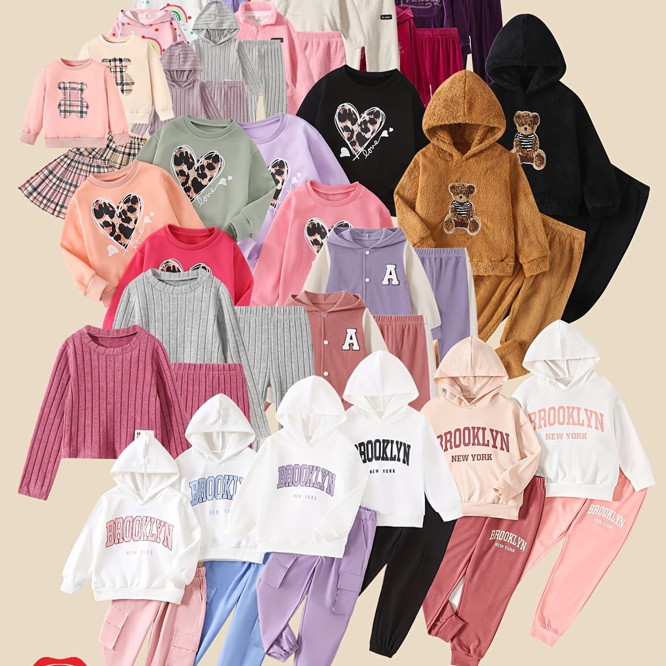 TEMU Set Of 4 Versatile Autumn/winter Outfits For Girls Ages 3-14. Cute Holiday Gift. Colors . Mind, Please Do Not Purchase, For Outdoor