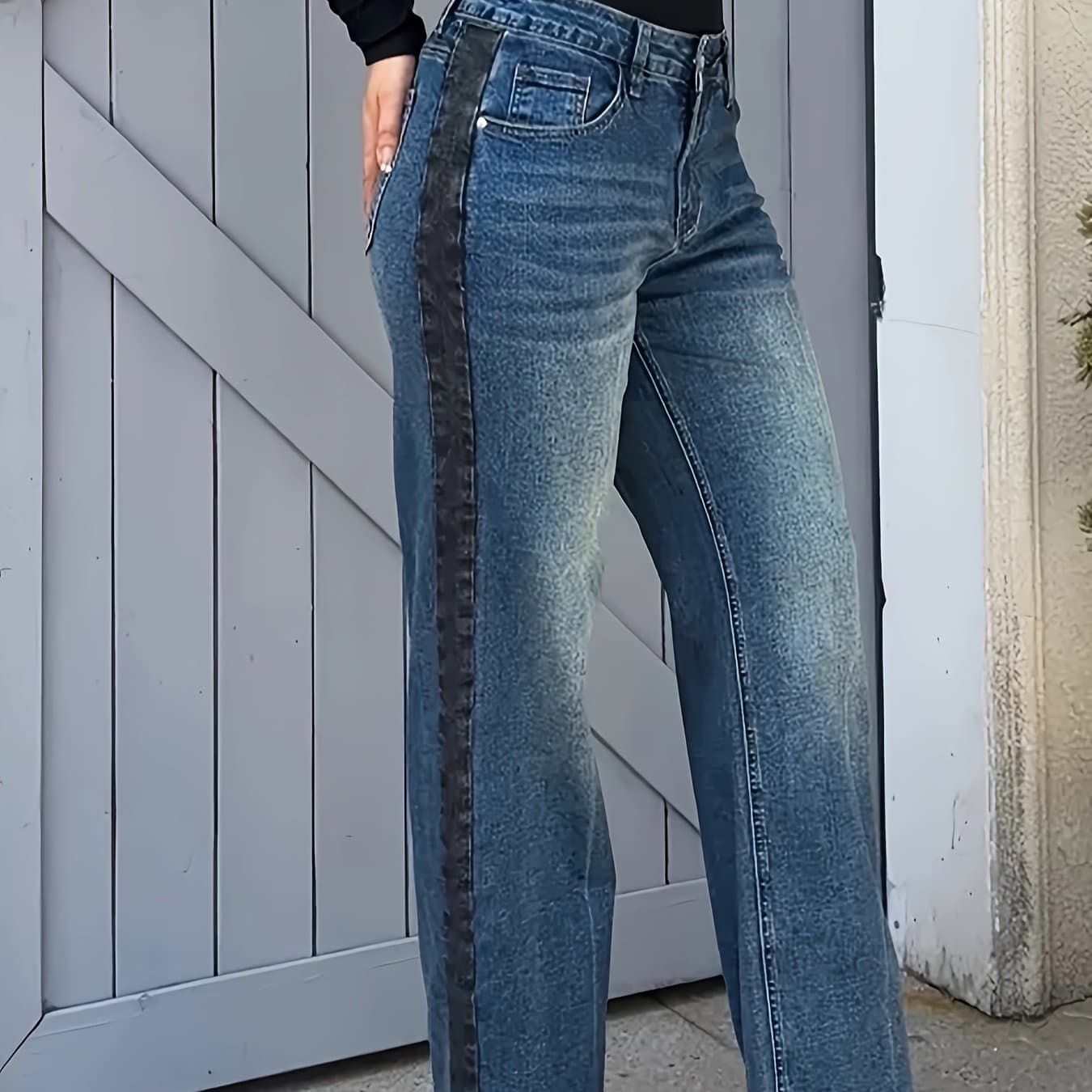 TEMU Women's Jeans, Slim Straight-leg Design, Stylish And Versatile