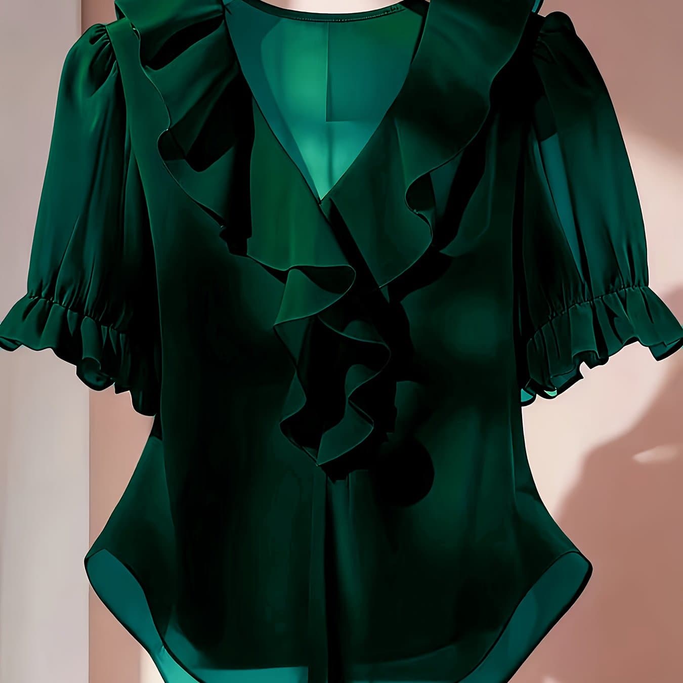 TEMU Ladies' Elegant Ruffle Chiffon Casual Top