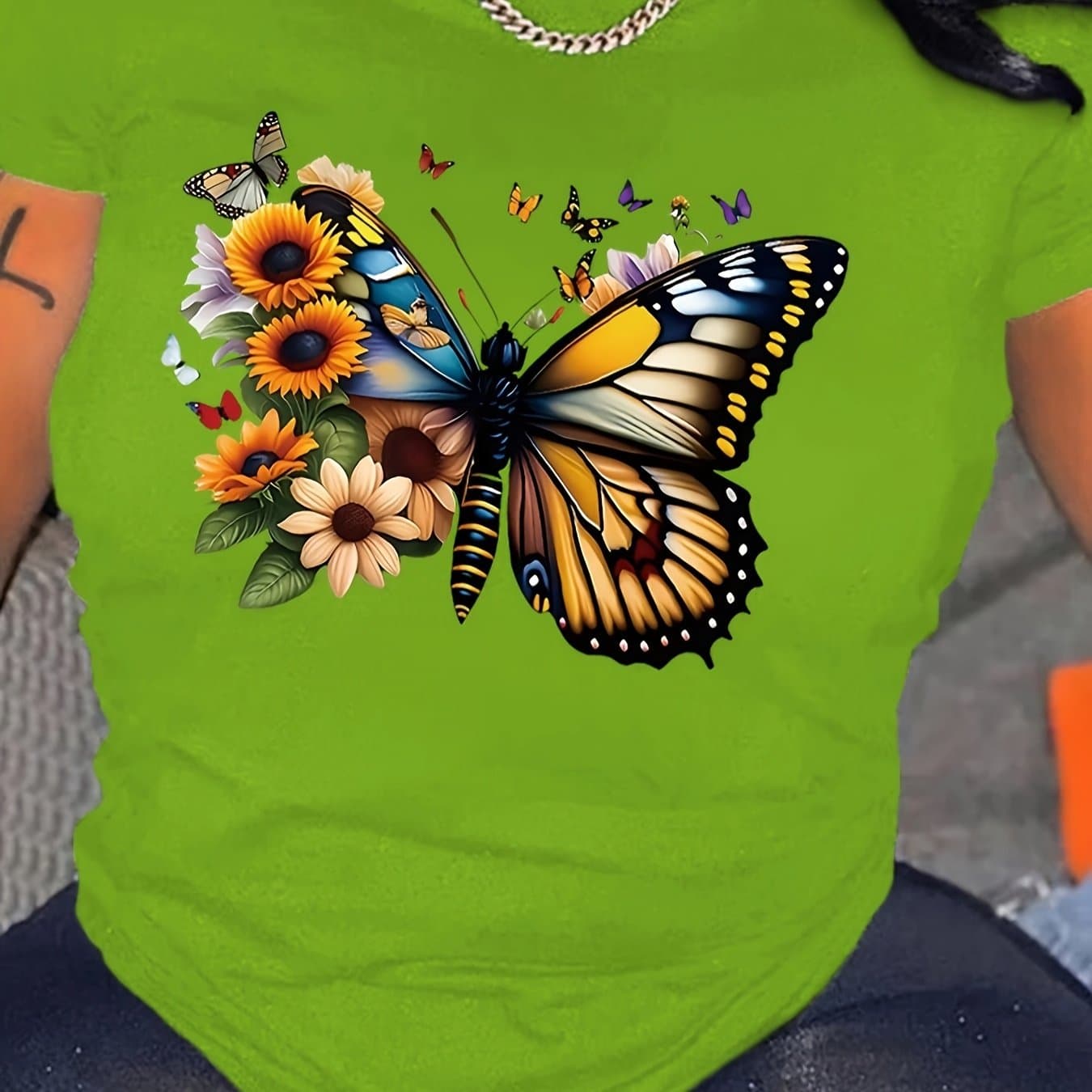 TEMU Plus Size Print T-shirt, Casual Crew Neck Short Sleeve T-shirt, Women's Plus Size clothing