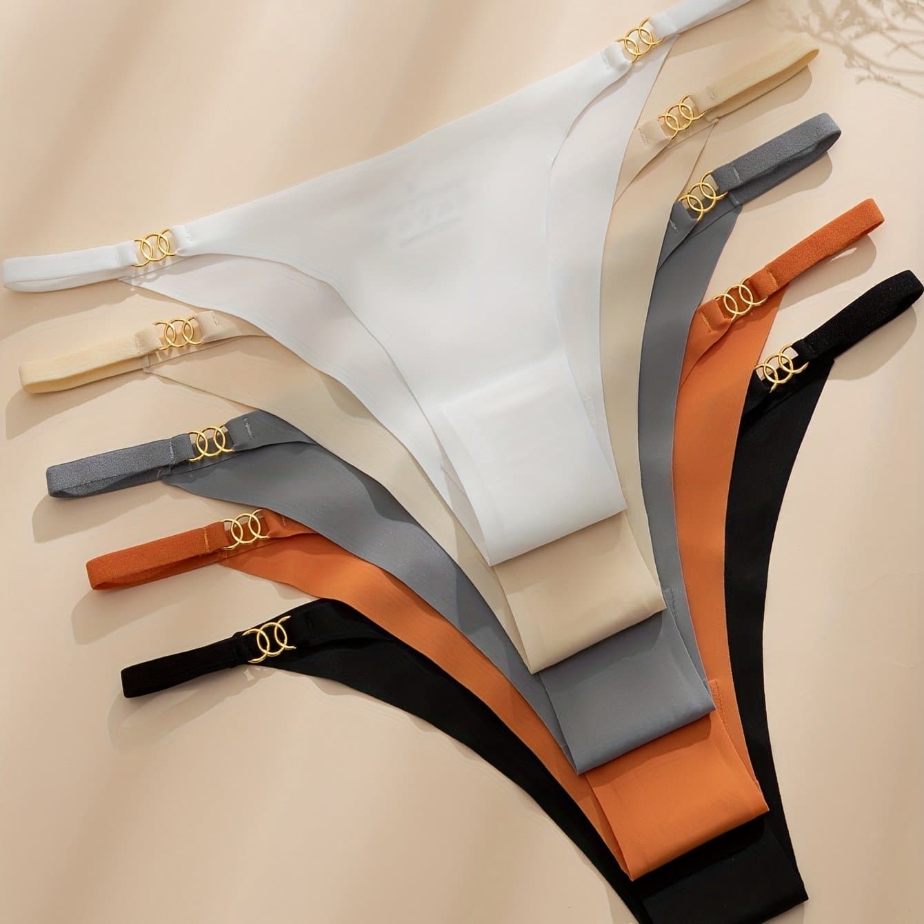 TEMU 5pcs Women's Fashion Summer Underwear - Seamless, Adjustable Waistband, Breathable And Comfortable, Suitable For Casual Wear, Solid Colors:, Orange,