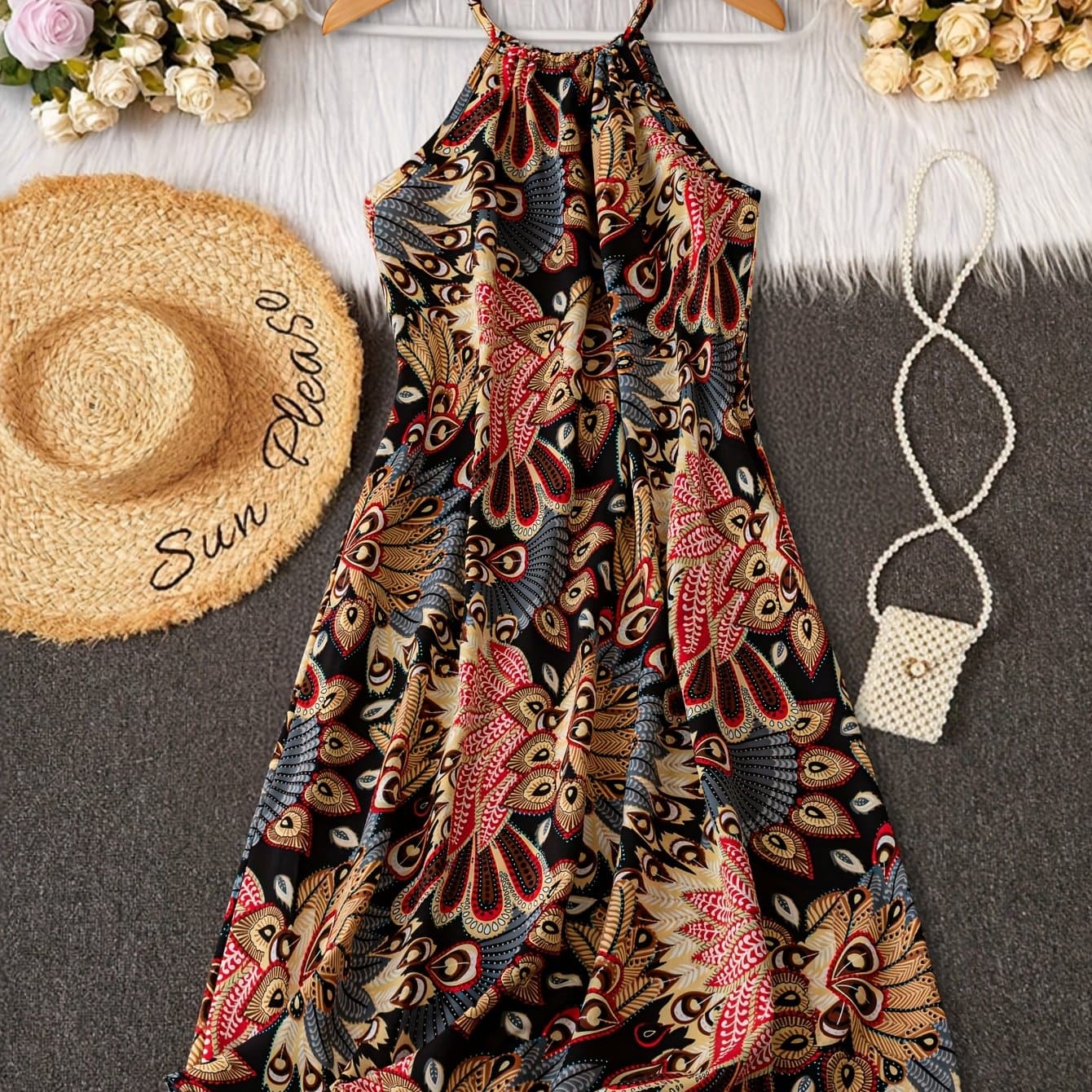 TEMU Women's Stylish Print Camisole Dress