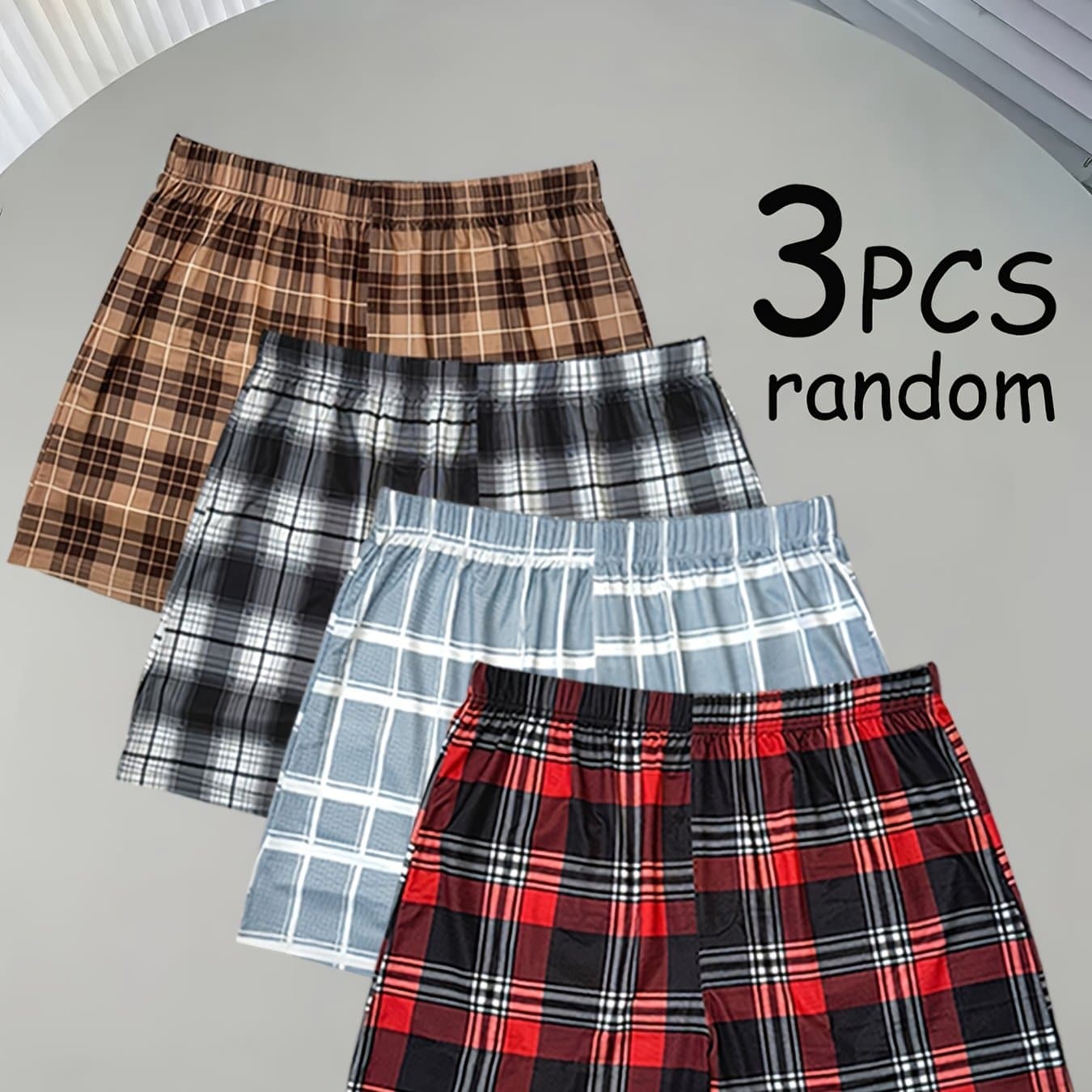 TEMU 3pcs Set Random Men's Boxer Briefs Classic , Home Casual Loose Breathable, Comfortable Waistband, Outdoor Sports Or Casual Men's Boxer Briefs Men's Boxer Briefs