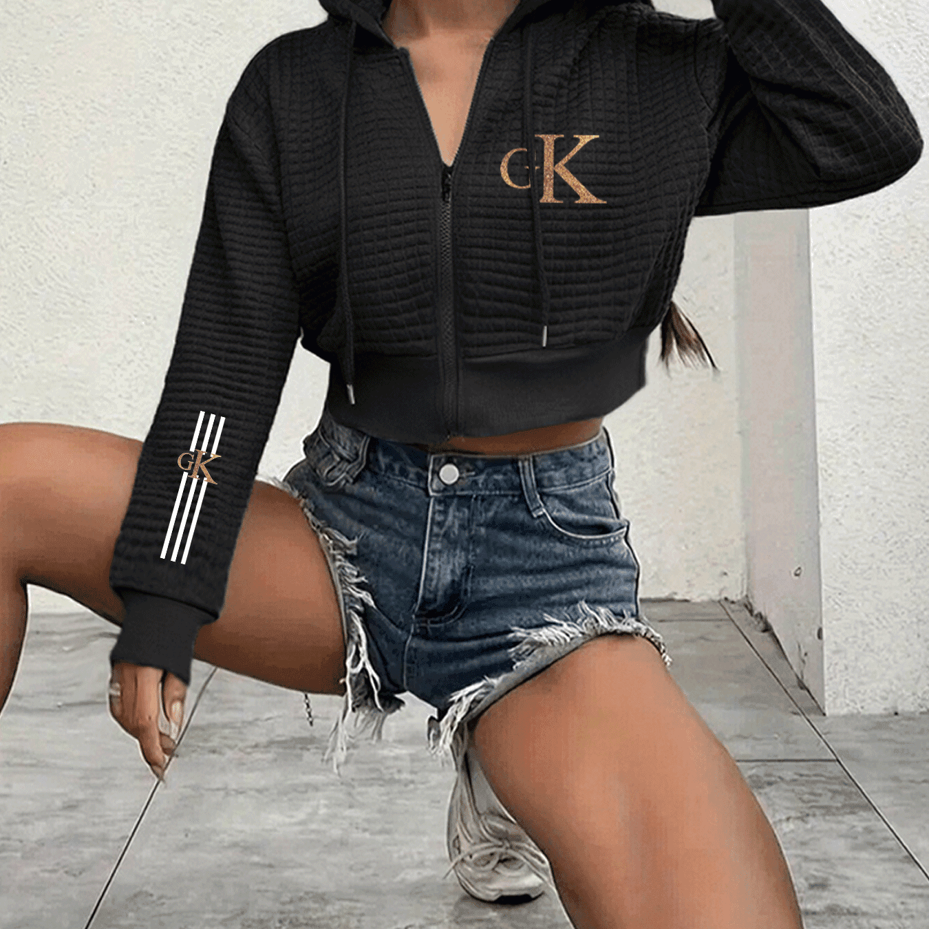 TEMU Hooded Lightweight Zip-up Cardigan Crop Top, Casual Women's Short Jacket, Comfortable Cute ' Jacket Women's Wear, Trendy Women's Comfortable Versatile Top Hooded Zip-up Jacket