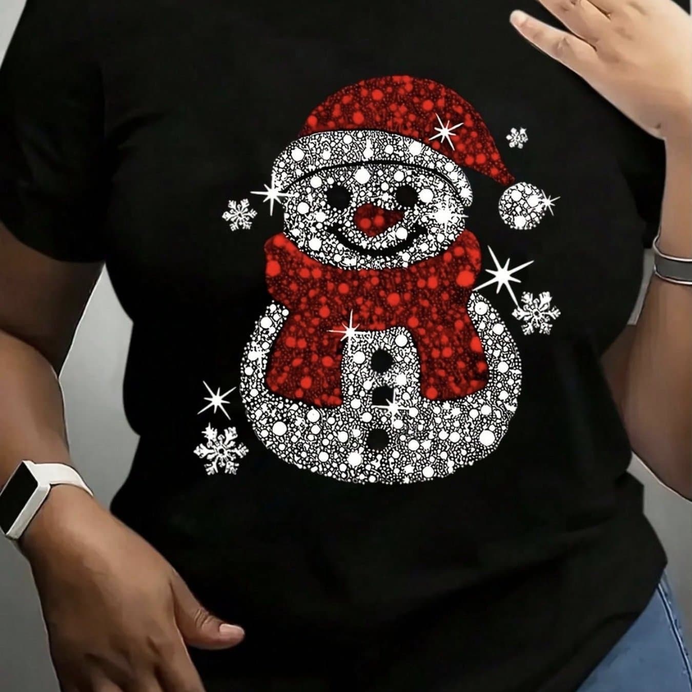 TEMU Christmas, Thanksgiving, Women's Clothing Women's T-shirt, Casual Short Sleeve Round Neck Top, Medium Stretch Fabric, Machine Washable, For All , Women's T-shirt, T-shirt With Unique Pattern