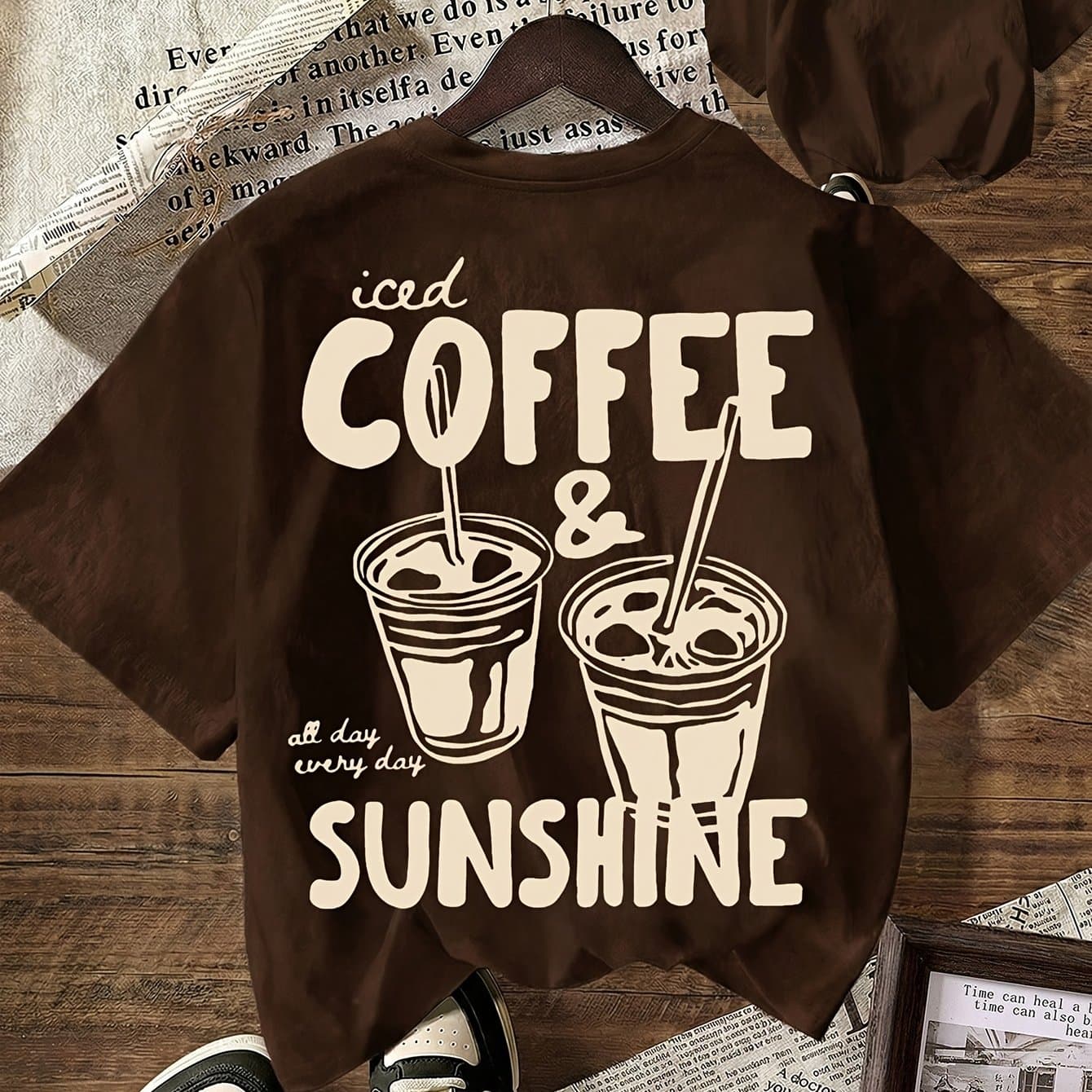 TEMU Coffee Club Graphic T-shirt Summer Outfit For Women Vacation Outfits Beach Outfits For Women, Women's Casual Round Neck Short Sleeve T-shirt thumbnail 2