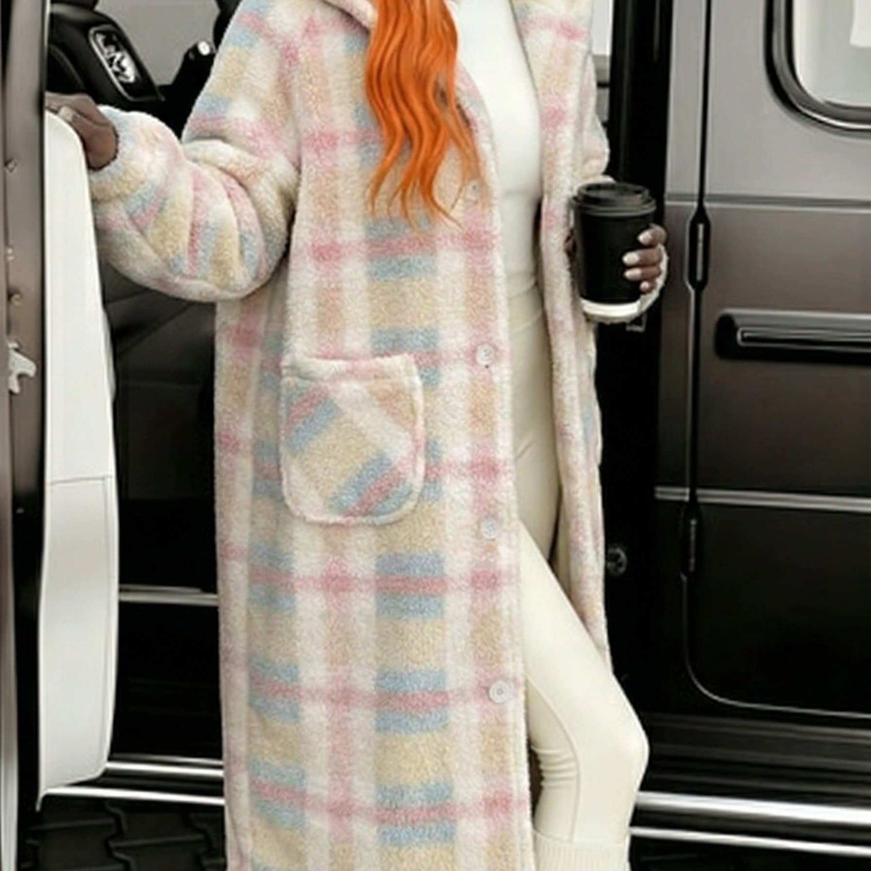 TEMU Grey Powder Blue Rice Home Coat Ladies Black 5 Warm Thick And Velvet Long Cute Sweet Home Colorful Home Pajamas Christmas Coat.
