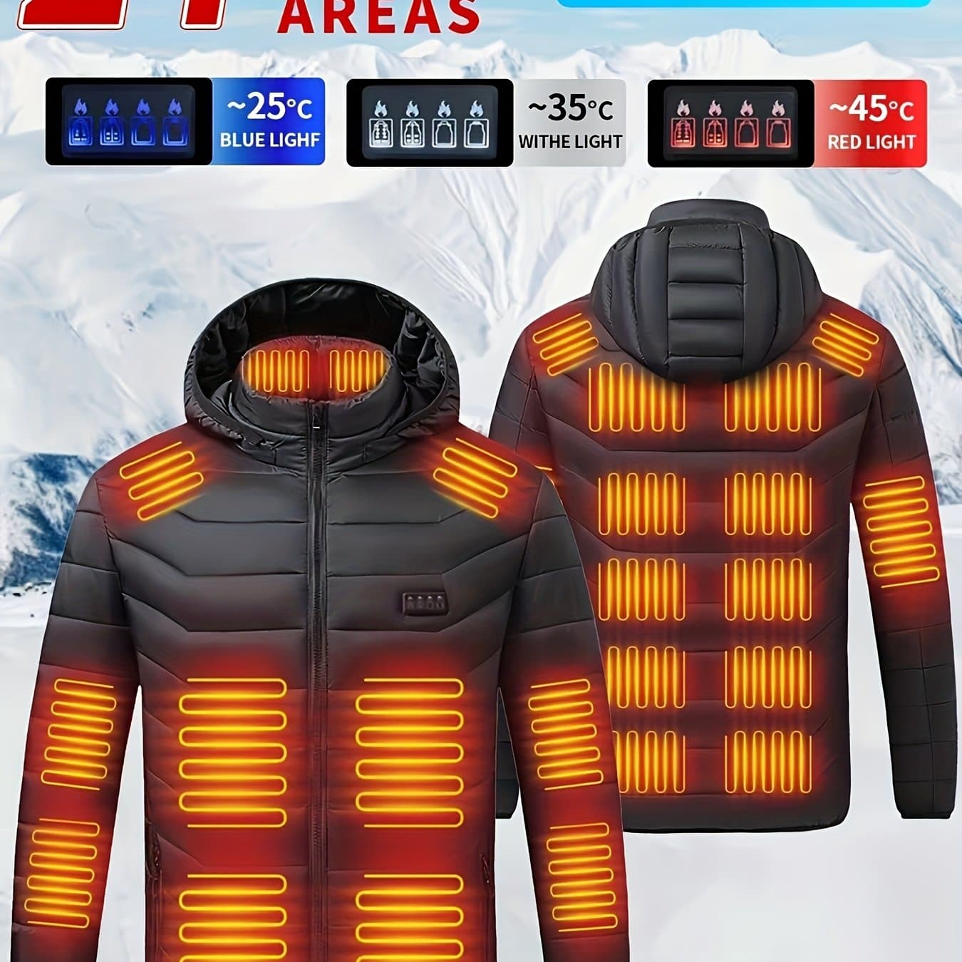 TEMU No Included, 24-zone Jacket For Men And Women, Outdoor Thermal Heating Jacket With Adjustable Temperature (requires Usb Heating Jacket)