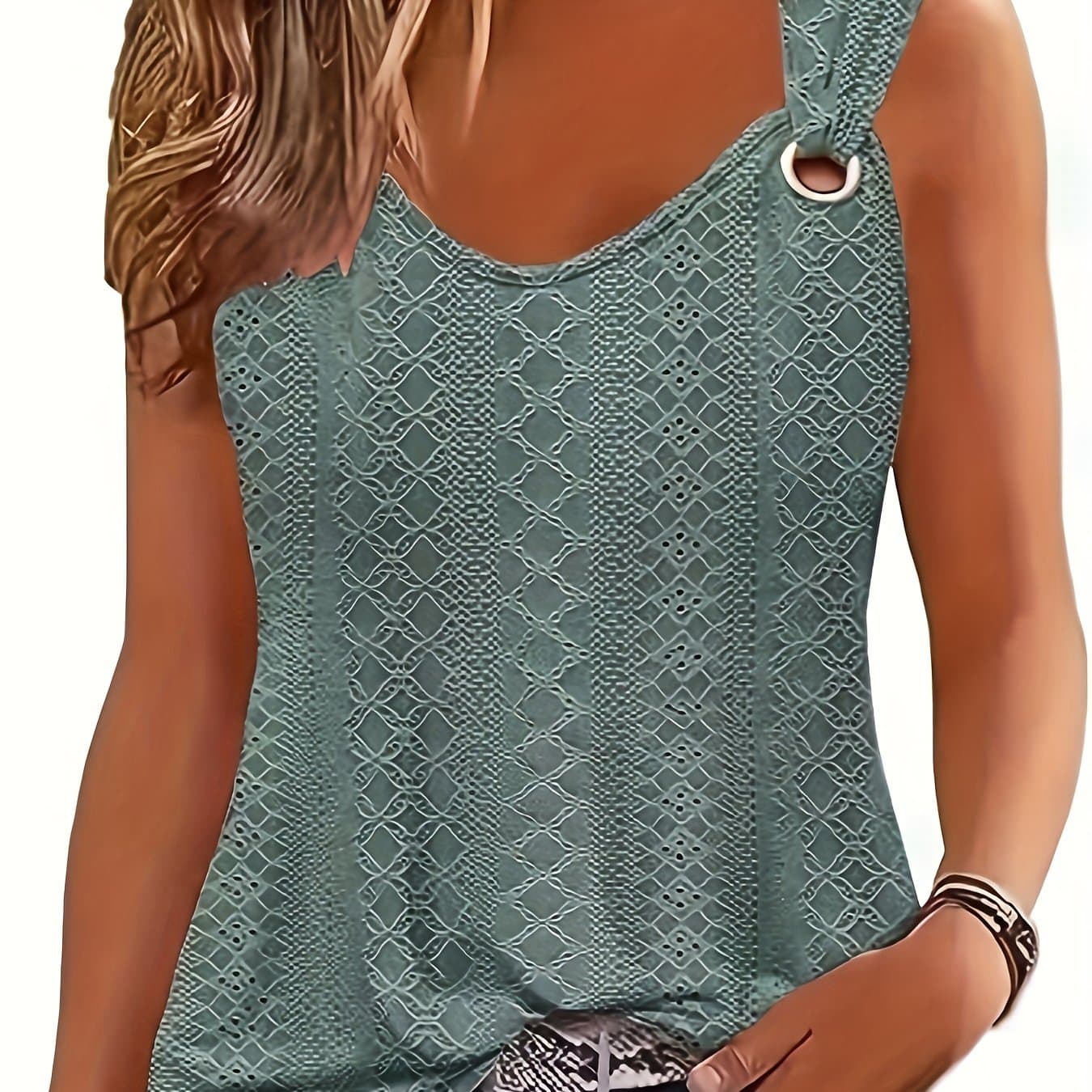 TEMU Summer Ladies Trendy T-shirt V-neck Sleeveless Tops Casual Loose Comfortable Vest Women