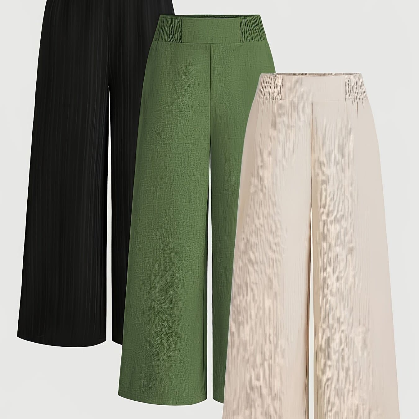 TEMU Women's Fashion Solid Color Straight Leg Pants