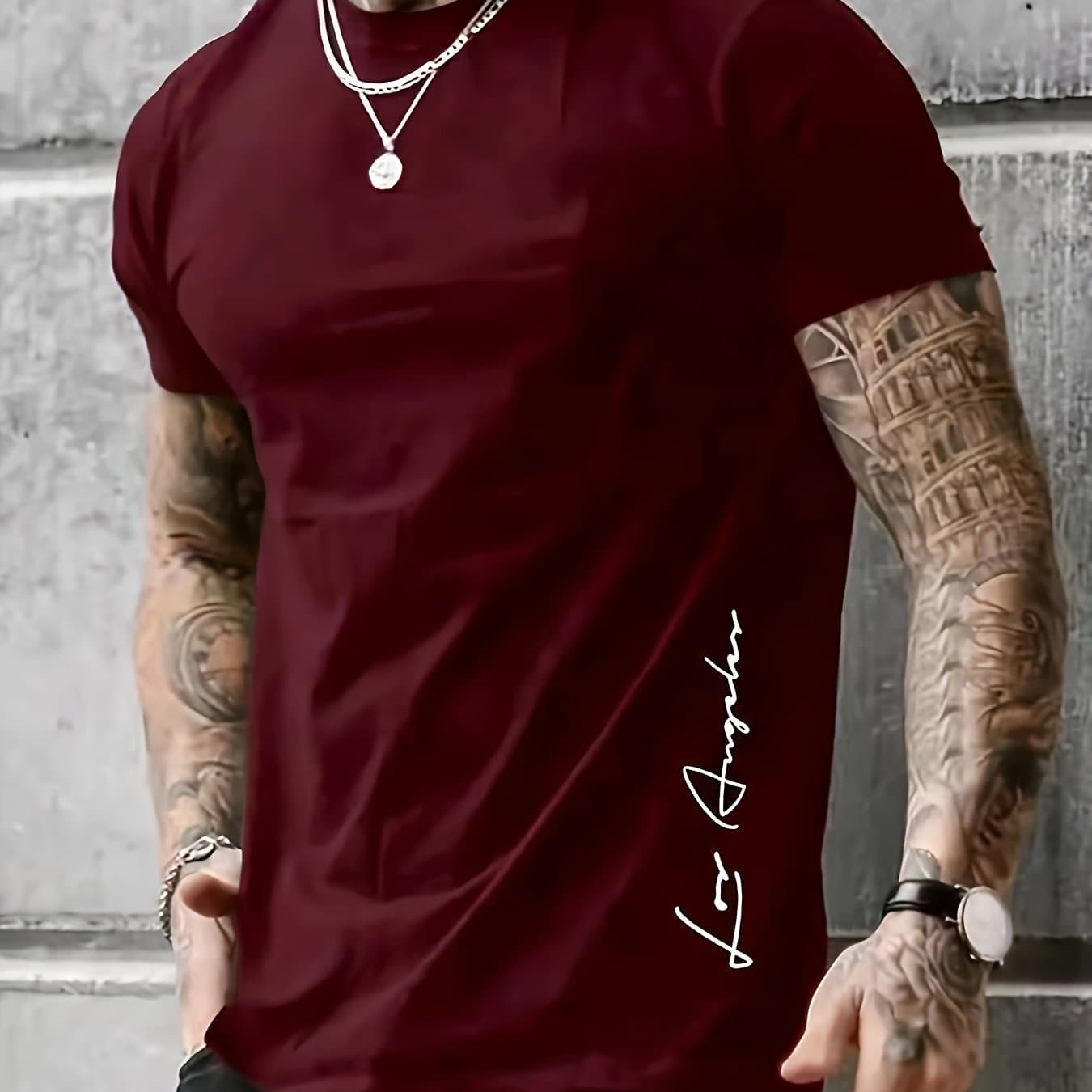 TEMU [cen Han ] Men's Casual Sports T-shirt Fashion