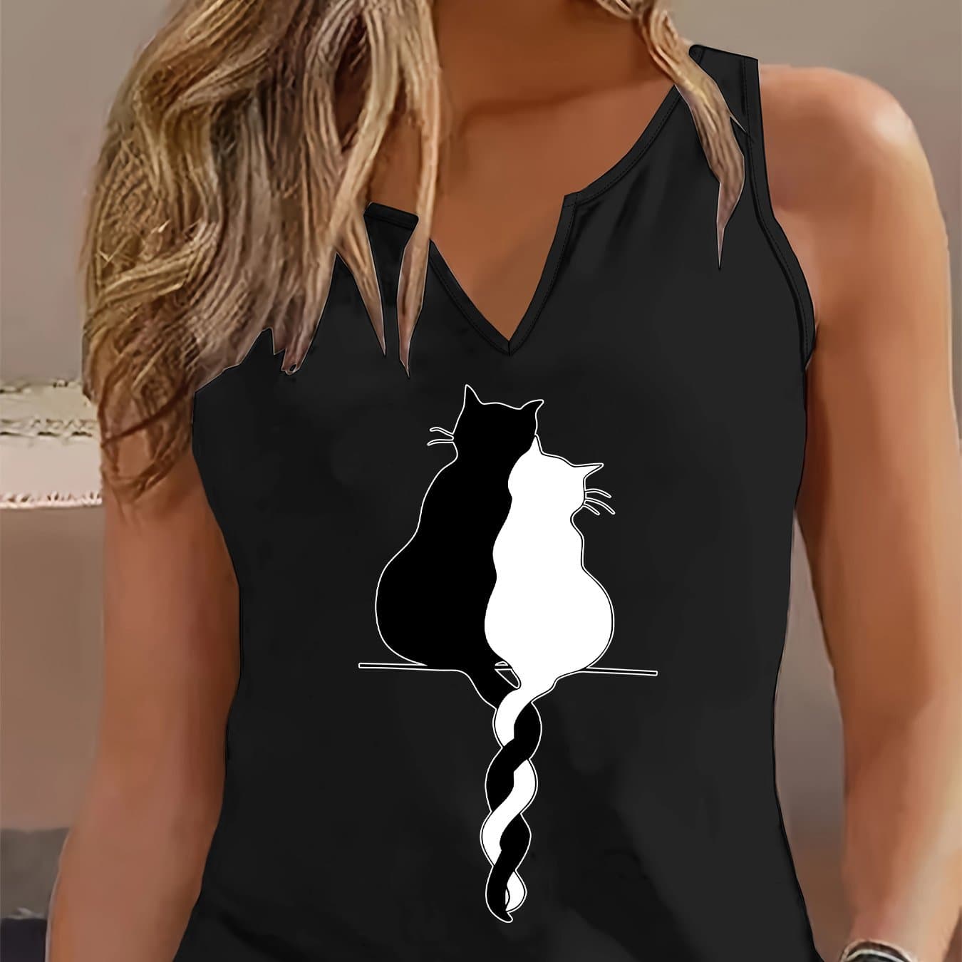 TEMU Graphic Print Tank Top, Sleeveless Casual Top For Summer And Spring, Women's Clothing thumbnail 5