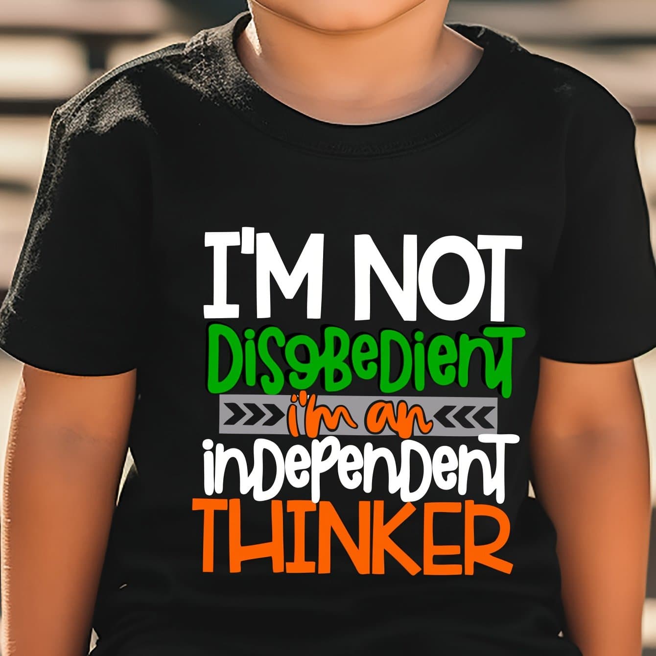 TEMU Boy's Cotton T-shirt, Disobedient. I'm An Independent Thinker. Letter Print, Comfortable And Casual Round Neck, Short Sleeved