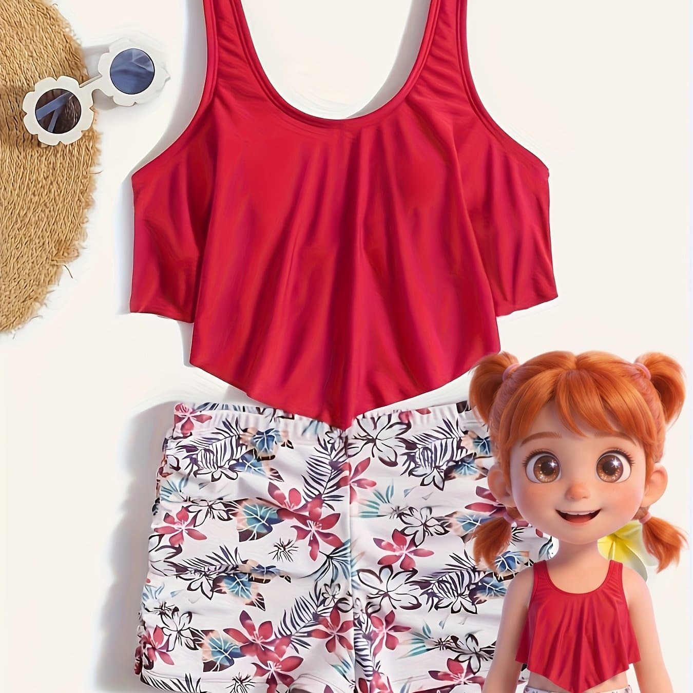 TEMU Fashionable 2pcs Swimsuit For Teen Girls And Young, For Teenager