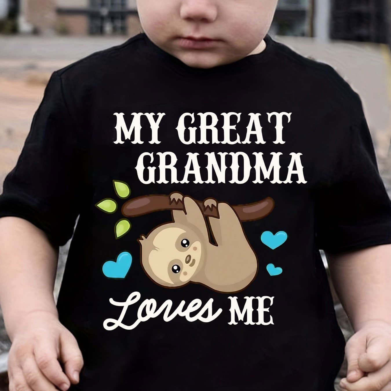 TEMU Boys Cotton T-shirt " Grandma "sloth Print For Comfortable And Casual Round Neck Short Sleeves