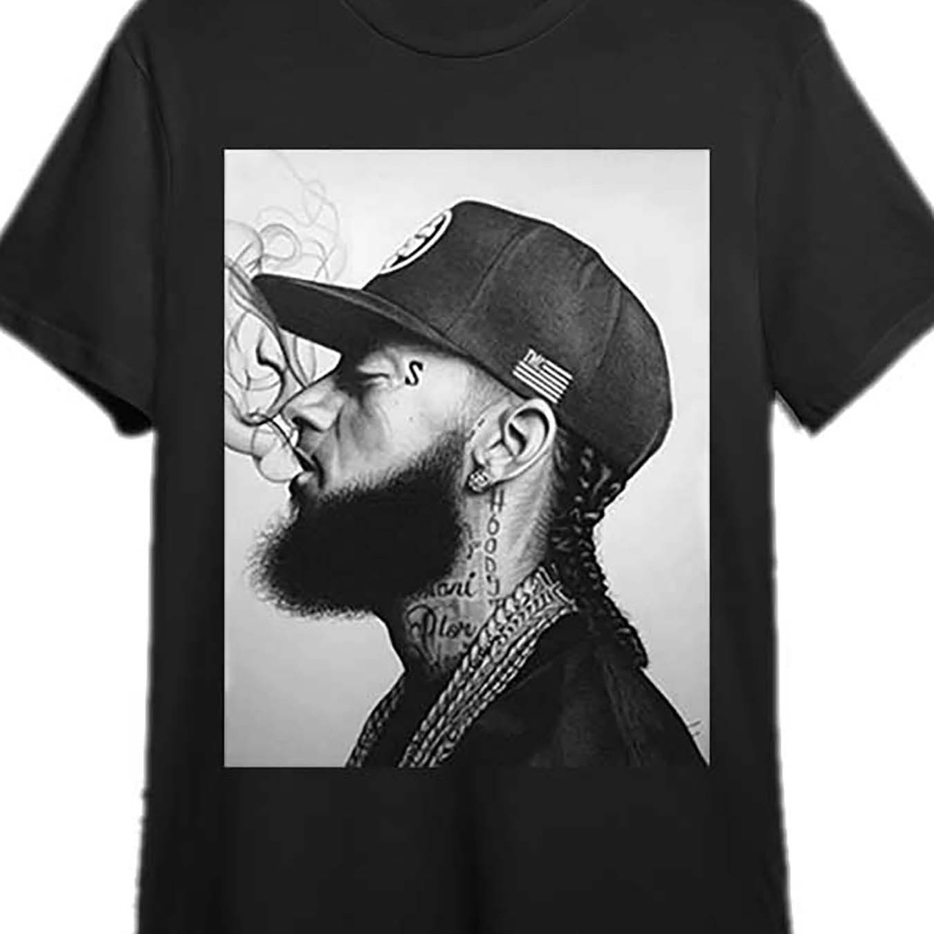 TEMU Men's Slim Fit Short Sleeve Graphic Tee - A Black Casual Crew Neck Shirt Featuring A Portrait Design, Machine Washable, Suitable For Wear.
