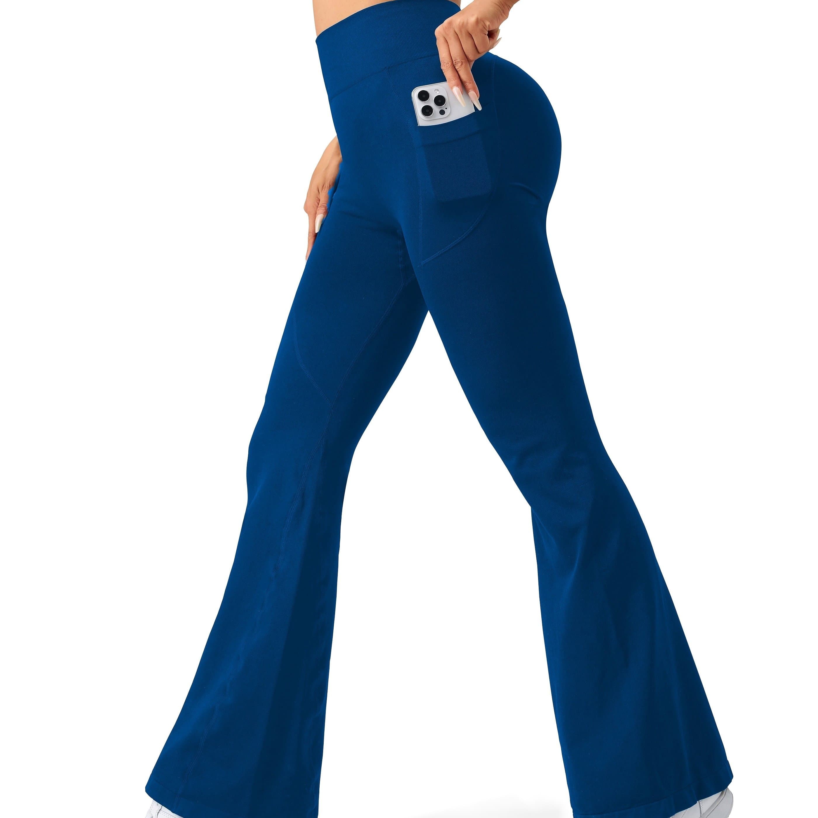 TEMU Women's Yoga Pants With Pockets, Flare Leggings, Tummy Control Workout, High Waist Yoga Pants And Wide Leg Thanksgiving Day Christmas Costumes For Women