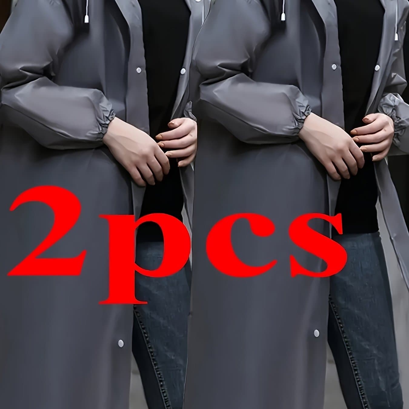 TEMU 2pcs Of Adult Raincoat, Eva Thickened Full Body Jumpsuit, Travel, Outdoor Cycling, Portable Raincoat With Drawstring, Hiking, Portable Adult Women's Raincoat