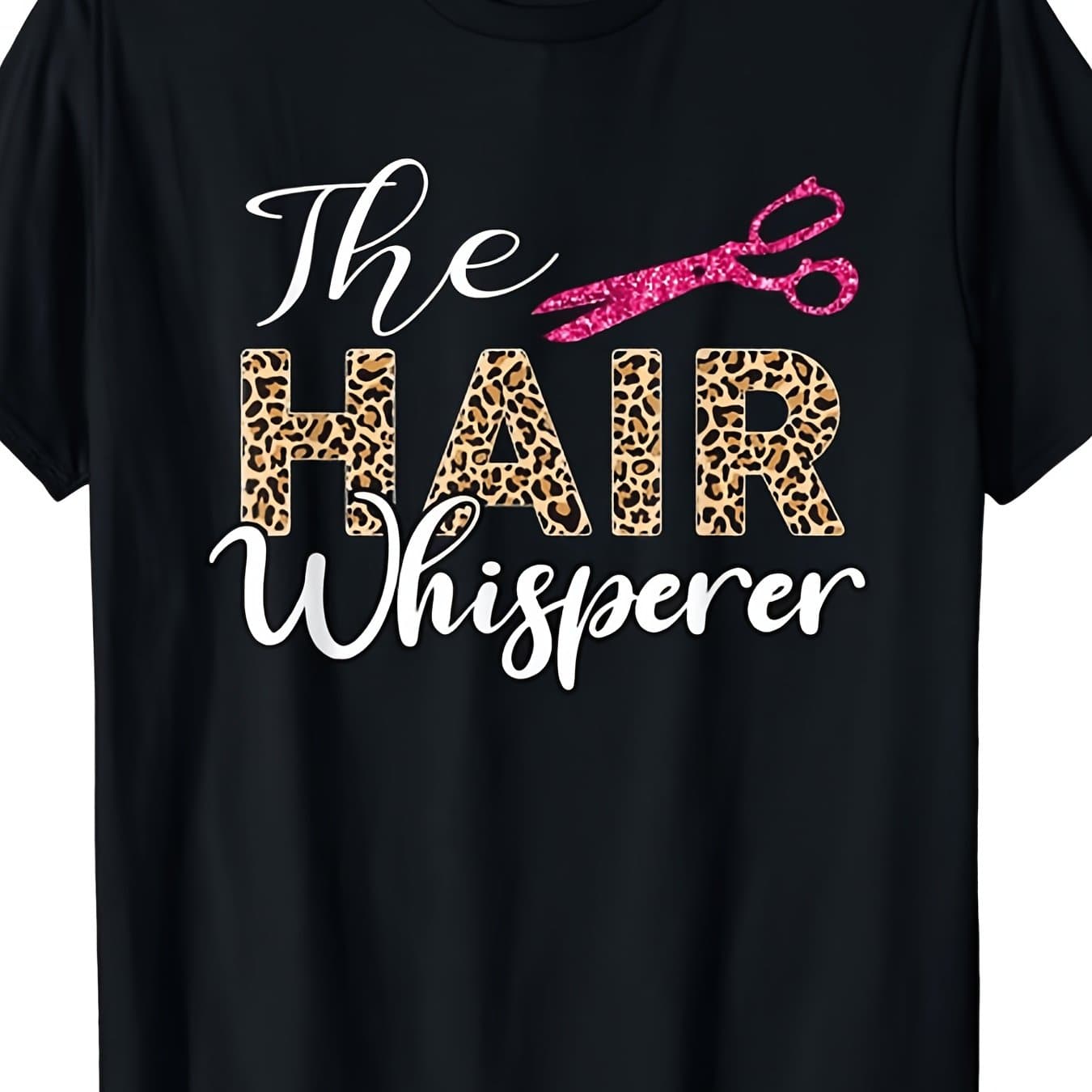 TEMU The Hair Leopard Print Scissors Graphic T Shirt For Hairdresser Humor Men's Tshirt Men's Tshirt, Round Neck Short Sleeve Tshirt, Soft Breathable, Machine Washable
