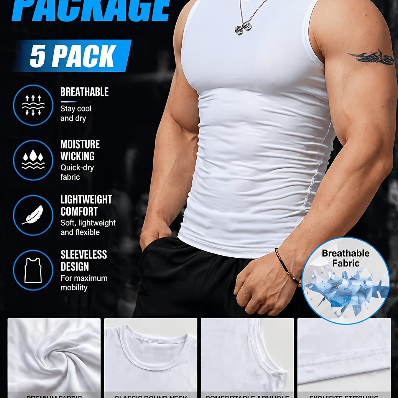 TEMU Fitted Vest, Men's Quick-dry Fitness Sports Tank Top