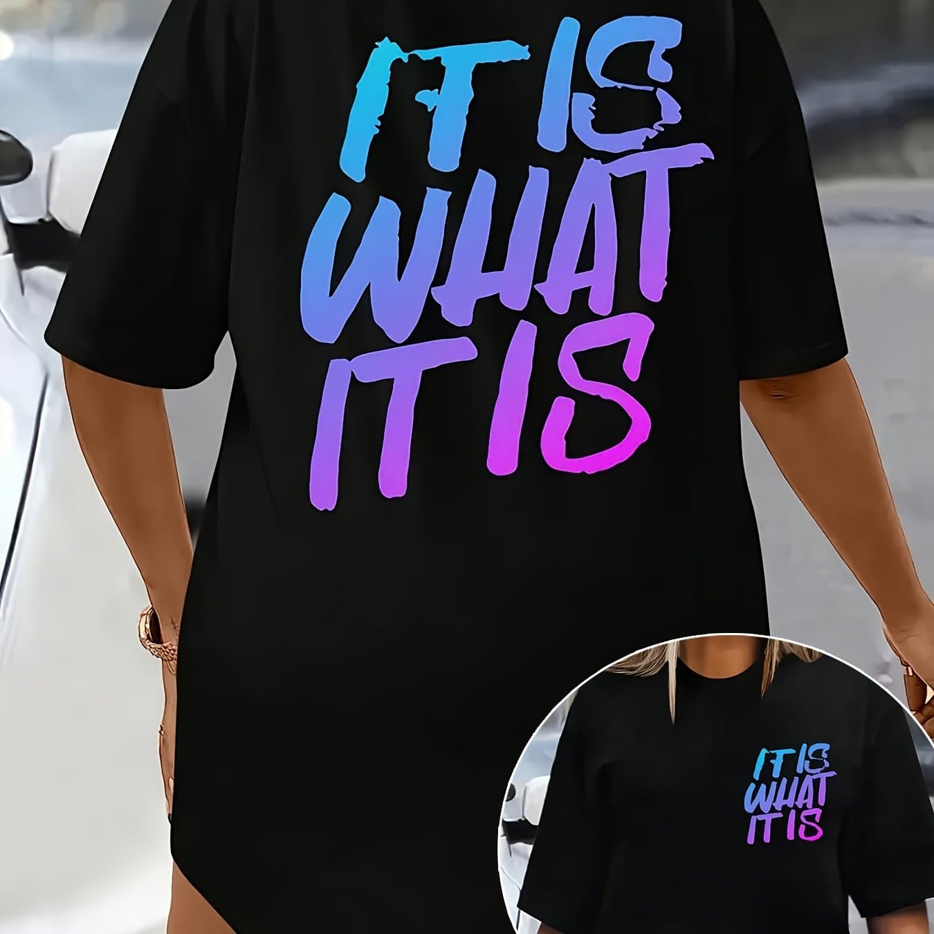TEMU Plus Size Graphic Print T-shirt, Short Sleeve Crew Neck Casual Top For Summer And Spring, Women's Plus Size Clothing thumbnail 2