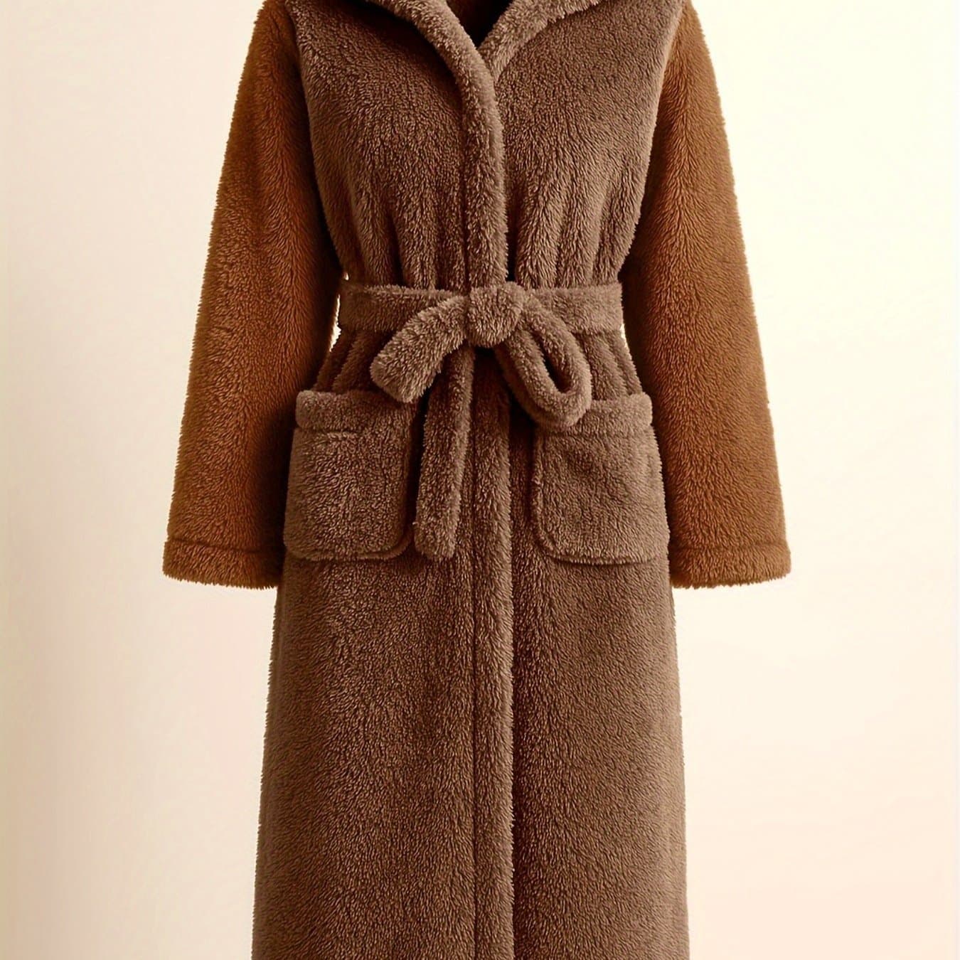 TEMU Women's Long Plush Nightgown As Outerwear, Warm Sleepwear, Contrasting For More Travel. Bathrobe With Nightgown For Travel