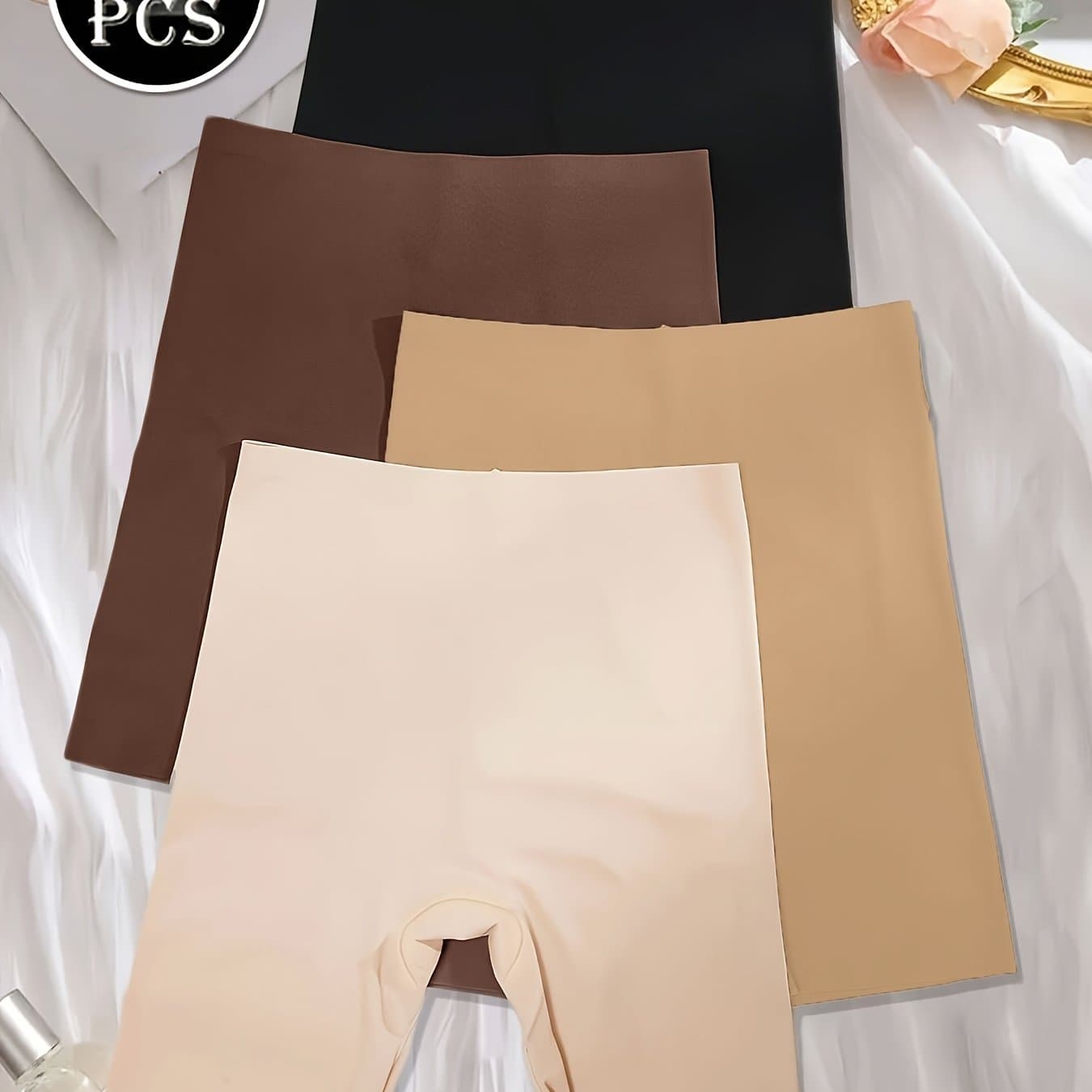 TEMU 4pcs Set Of Women' Underwear - Soft Comfortable Non-slip Mid-rise Flat Briefs