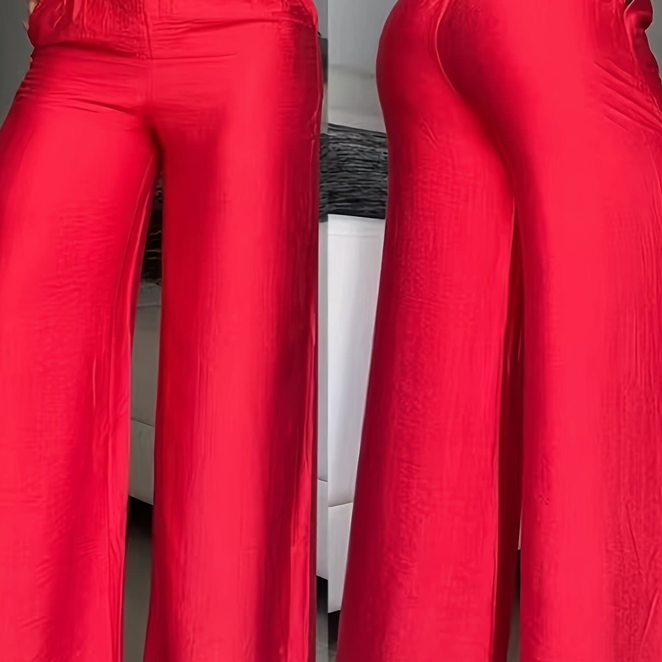 TEMU Ladies' Fashion Women's Clothing Women's Trousers Women' Color Wide Leg High Waist Loose Metal Decoration Flared Trousers