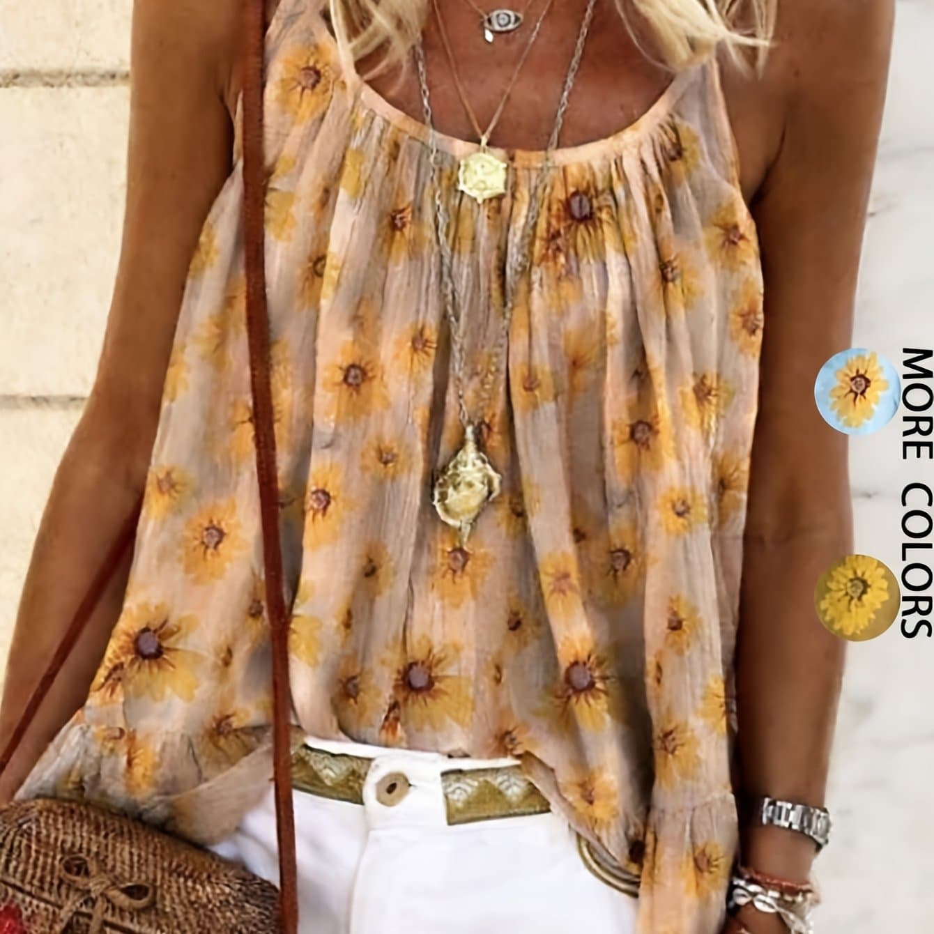 TEMU 2026 Spring-summer New Arrival Print Camisole Women's Resort Style Loose Vest Beach Outerwear Innerwear Top