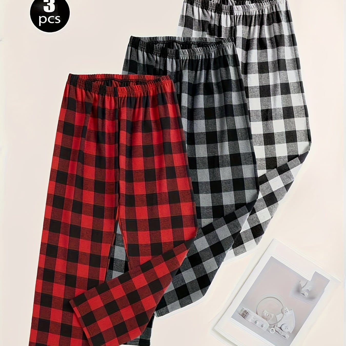 TEMU Men's 3pcs Print Pajama Pants Set,