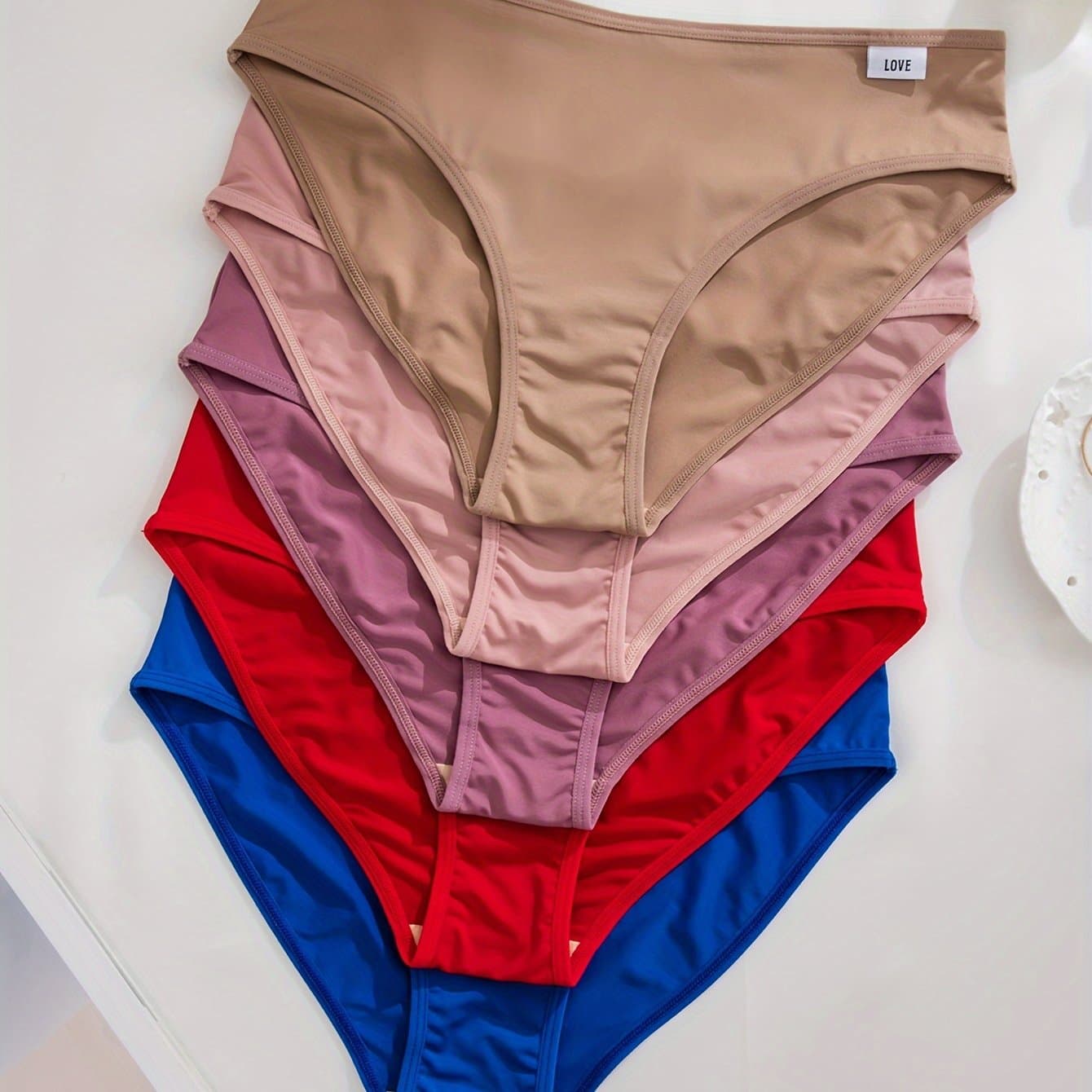 TEMU 5-pack Women's "love" Label Comfortable And Breathable Briefs