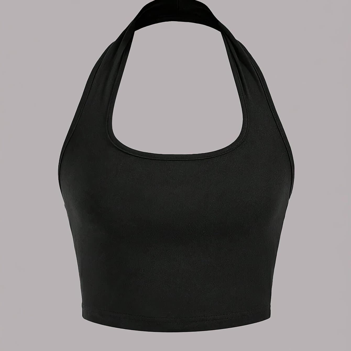 TEMU Fashionable New Sexy Vest With Neck Hole, Solid Color Casual Sexy Vest Top For Women