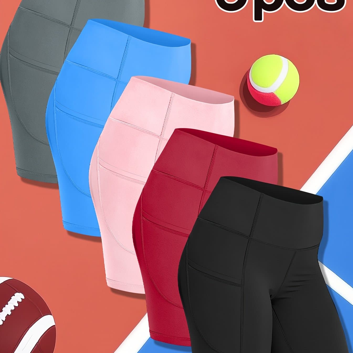TEMU 5pcs Set Of Large Sports Shorts For Women, Fashionable Casual Shorts, High Waist High Shorts, 5-inch Shorts With Phone Pocket