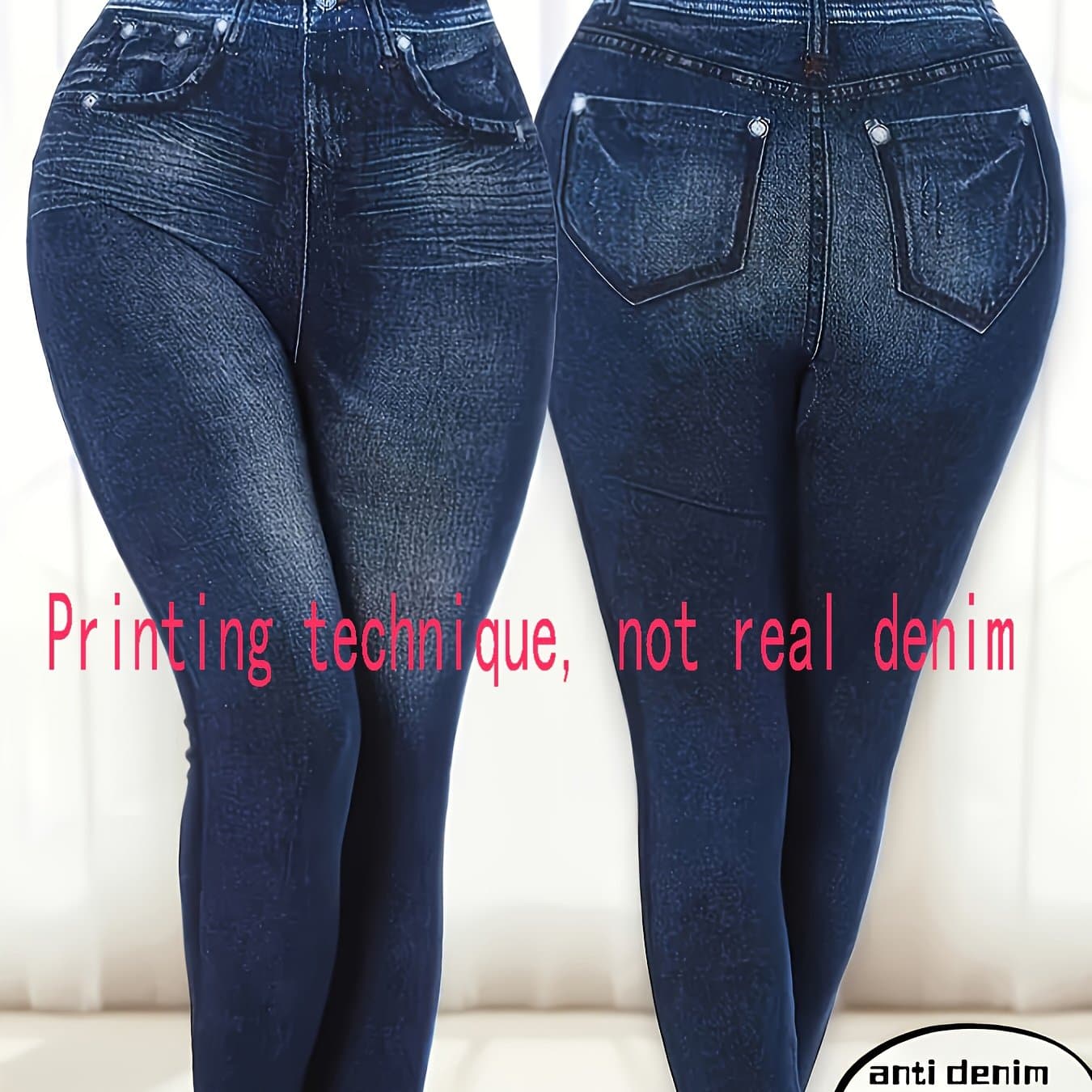 TEMU [printed Pants - Not Denim Fabric]plus Size - [printed Pants - Not Denim Fabric]plus Size - Plus-size Printed Leggings That Denim