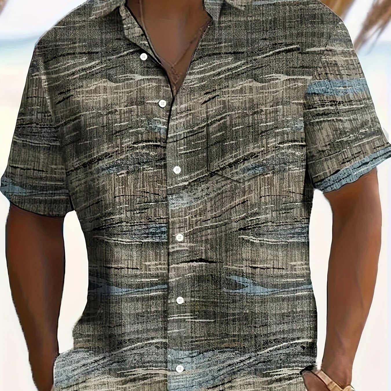 TEMU Men's Retro Geometric Abstract Art - Shirt, Soft Polyester Fabric, Casual Loose Fit For Summer Wear And Outdoor Activities, Summer Casual Wear | Abstract | Machine Washable