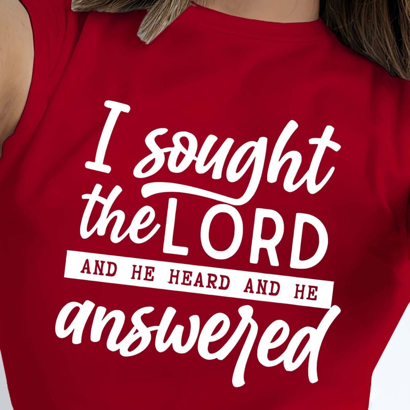 TEMU Women's Clothing, Women's 0x-8xl - " The Lord, He Me" Scripture Print, Red And Matching Inspirational Short Sleeve Round Neck Casual Church Clothing, Religious Gift, Suitable For All