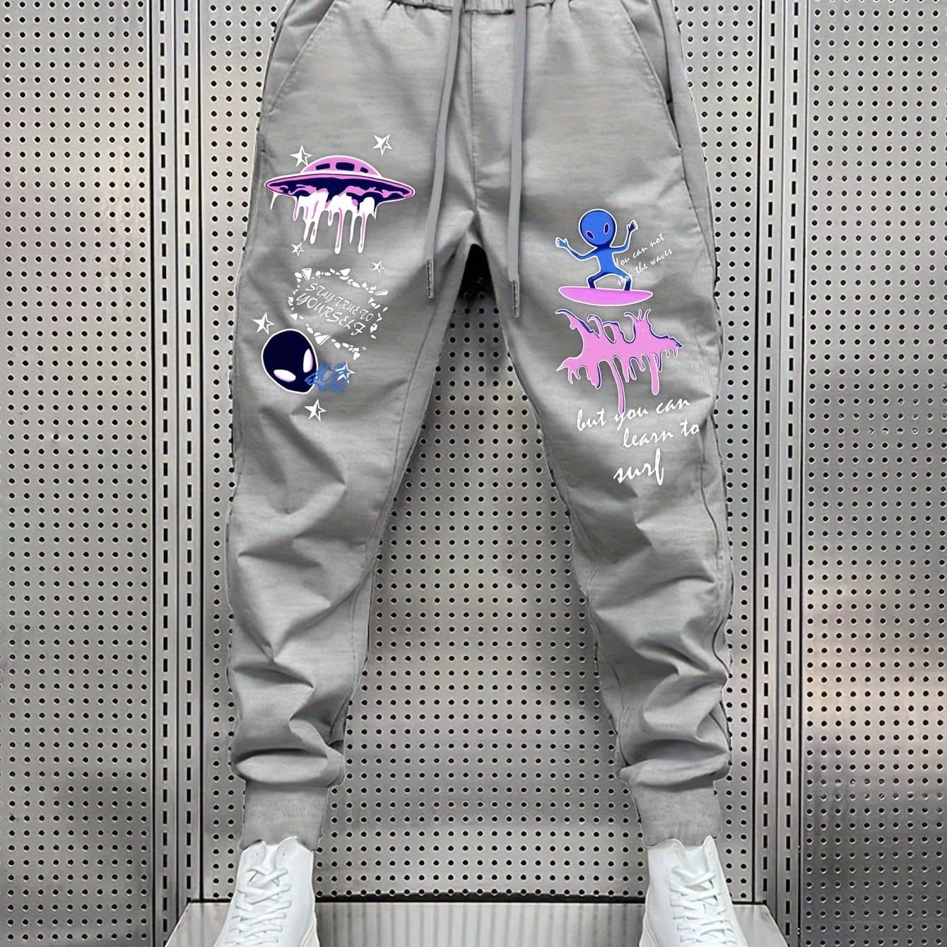 TEMU Men's Trendy Printed Casual Trousers