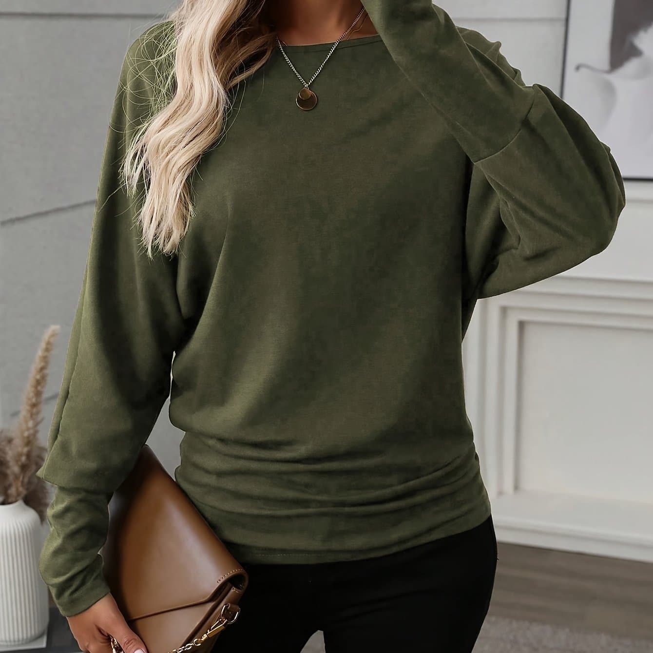 TEMU Fall Winter Directional Style Women's Fashion Casual Solid Color Long Sleeve Easy Shirt, Suitable For Daily Wear