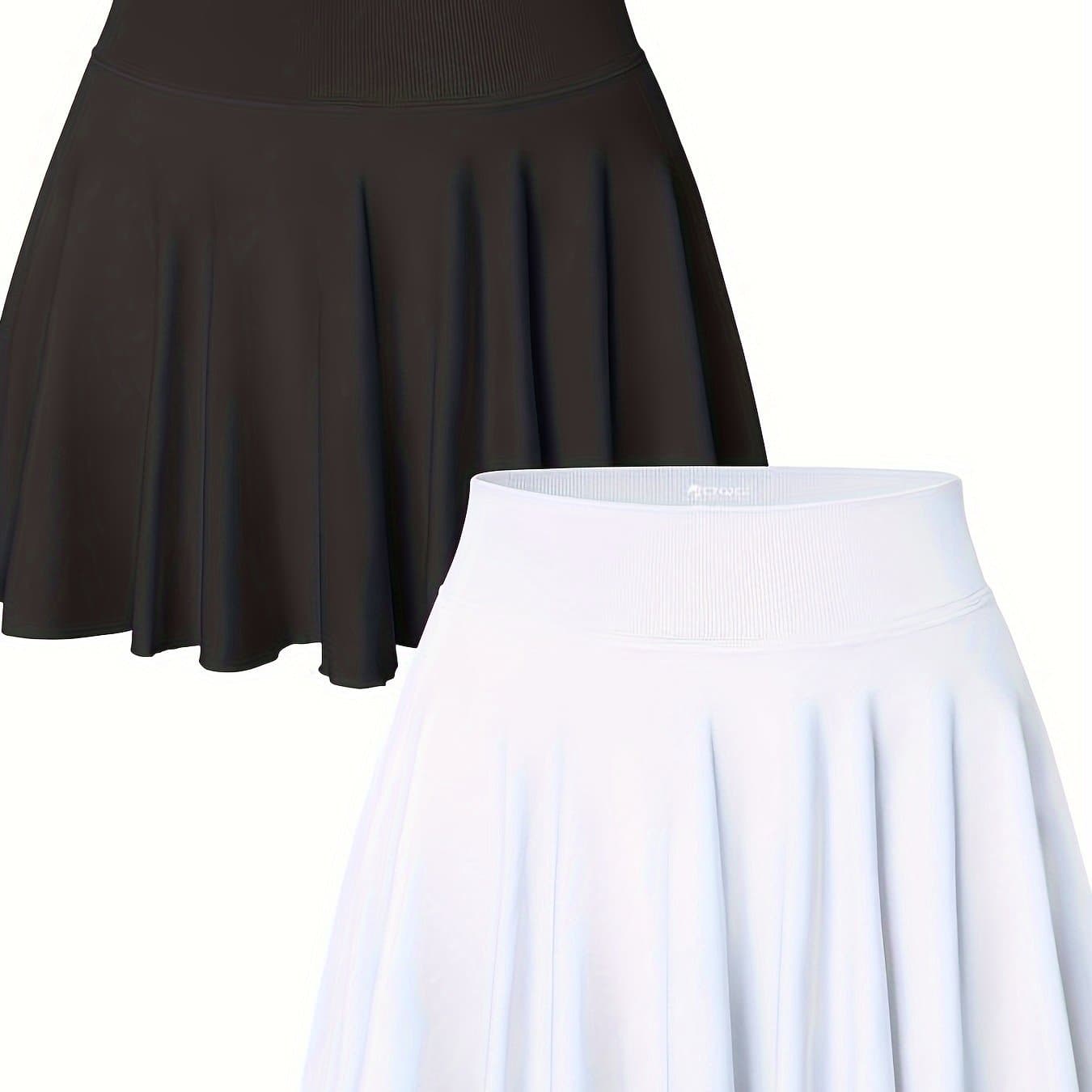 TEMU Women 2pcs Skirts 2in 1 Flowy Cheeky Short Skirts Stretchy Flared Casual Skirts Womenswear Bottom