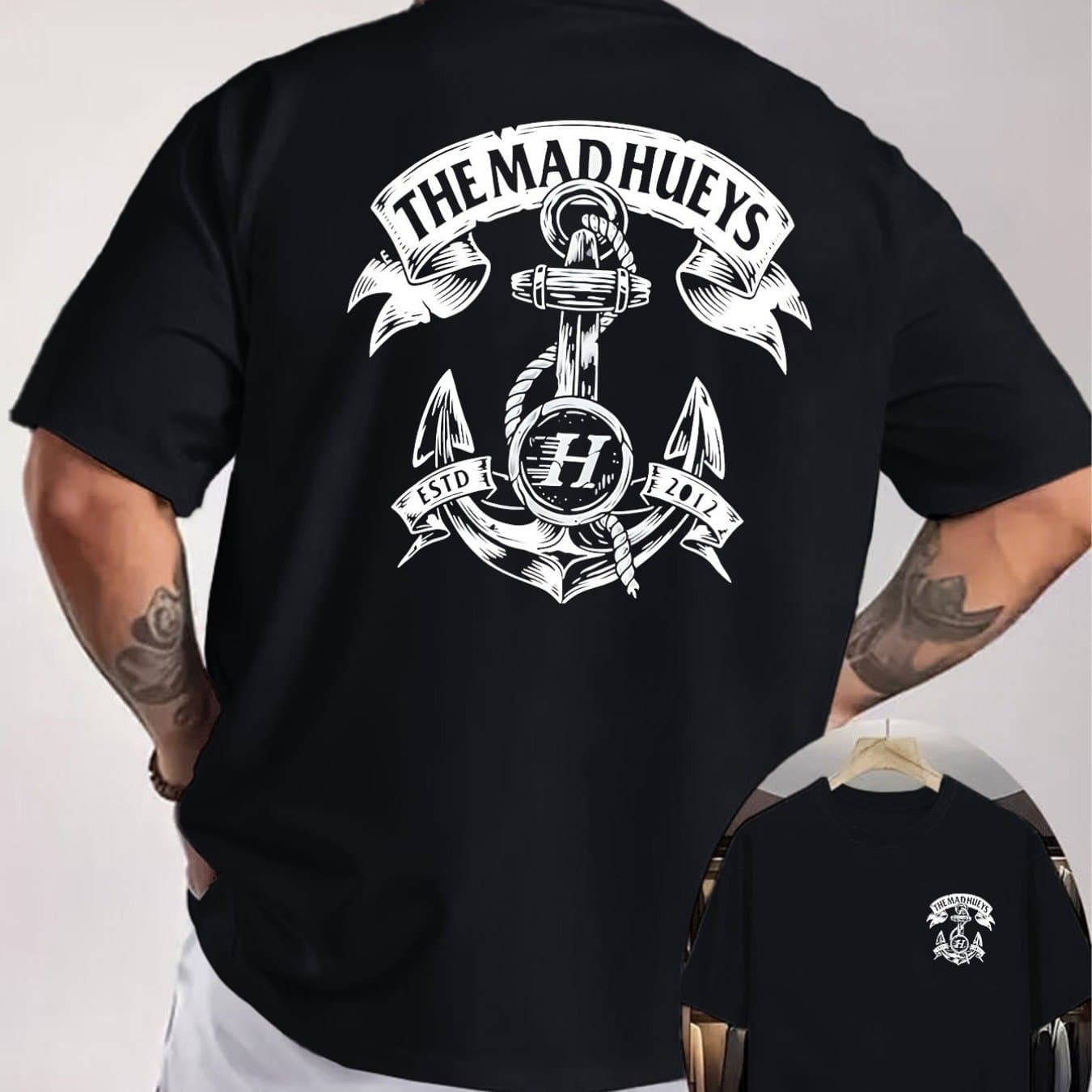 TEMU The Madhueys Anchor Double-sided Print Men's T-shirt, Elements, Top For Nautical Enthusiasts thumbnail 2