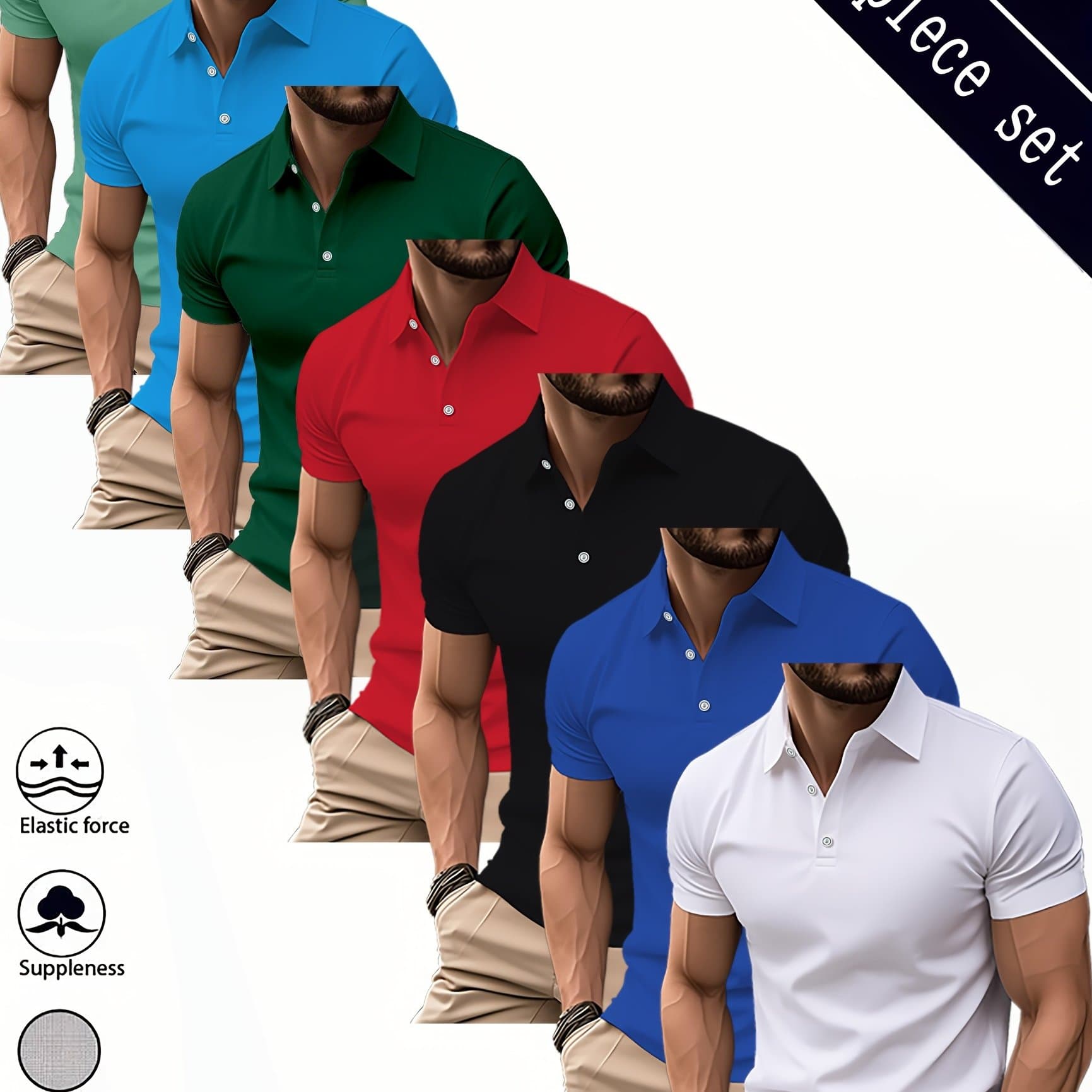 TEMU 7-pc Summer 's Short-sleeved T-shirt Shirt Solid Color Light Board Casual Vacation Outdoor Camping Men's Shirt Golf Base Shirt