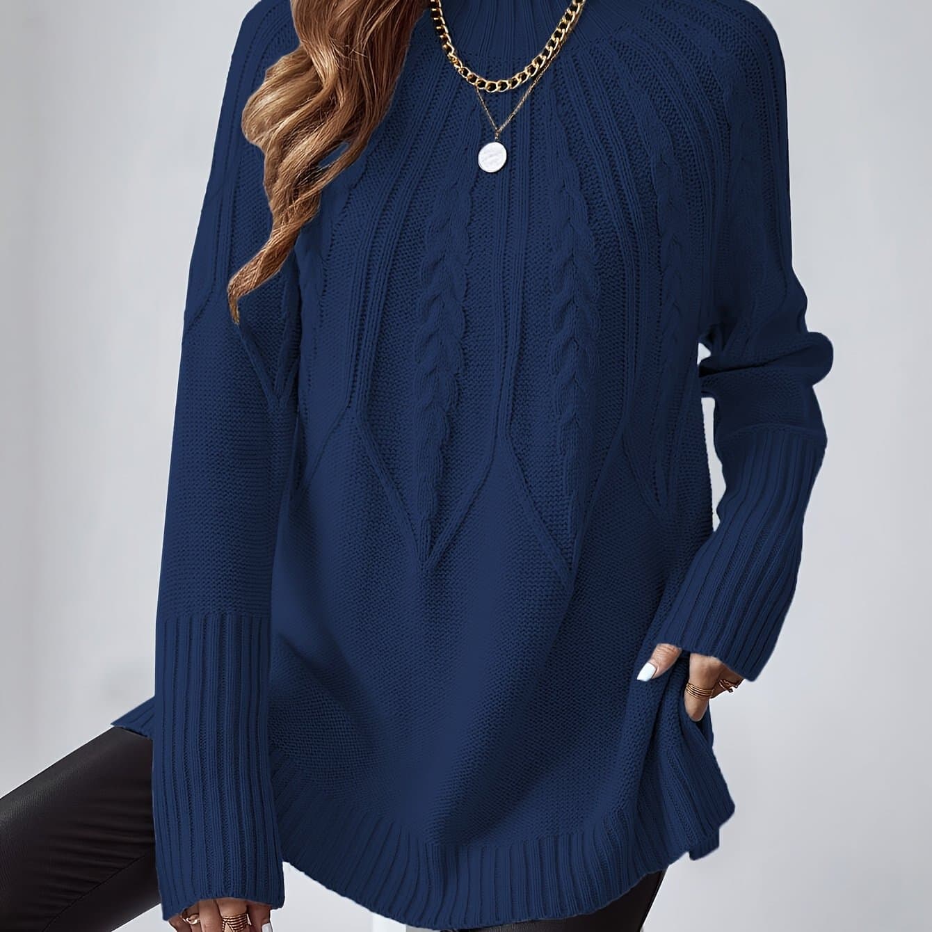 TEMU Women's Stand Collar Off-shoulder Sweater