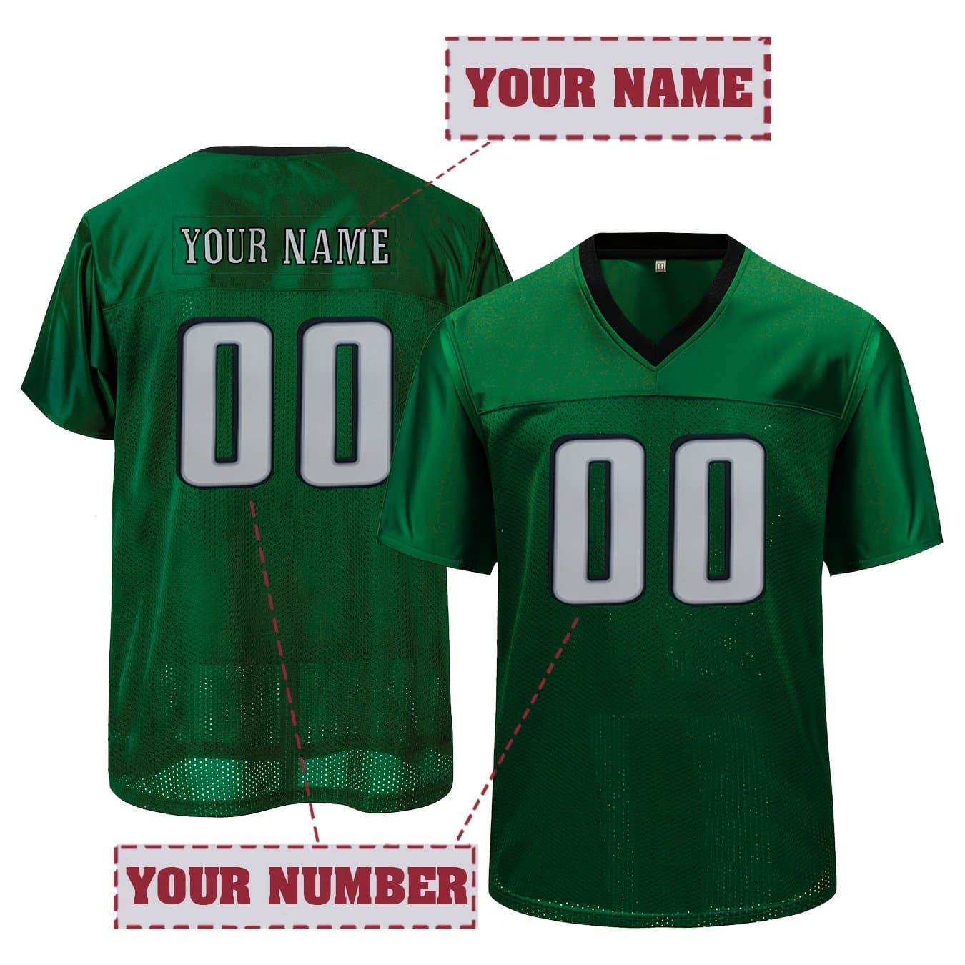 TEMU Customized Name And , Men's Football Jersey Short Sleeve Loose Breathable V-neck Embroidery Jersey, Sports Shirt For Teamtraining thumbnail 3