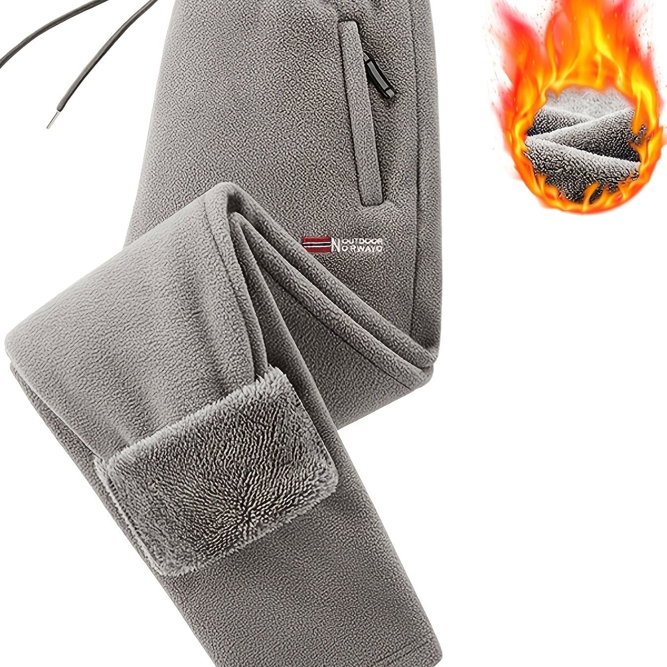 TEMU Obm Men's Pants, Autumn/winter Plush-lined Thickened Loose Straight-leg Pants, Double-sided Casual Outdoor Trousers